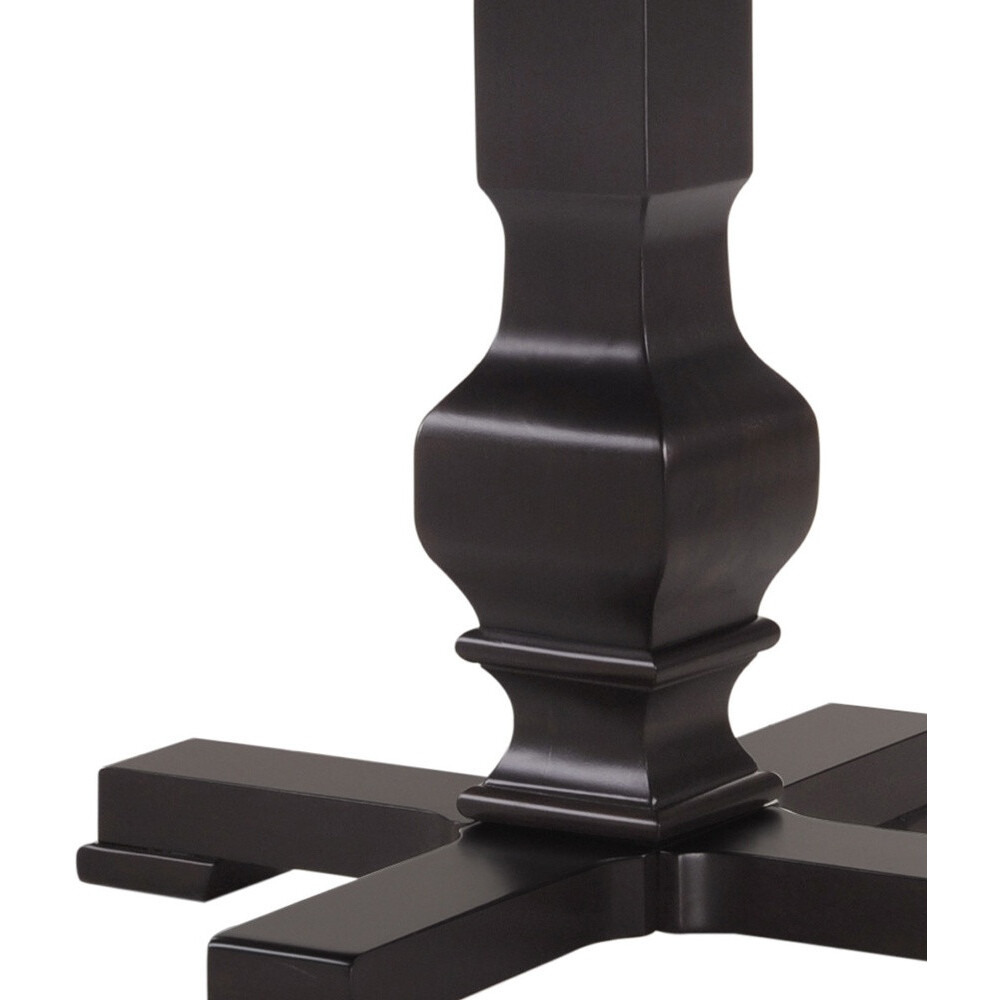 47"" Black Rounded Solid Wood Pedestal Base Dining Table