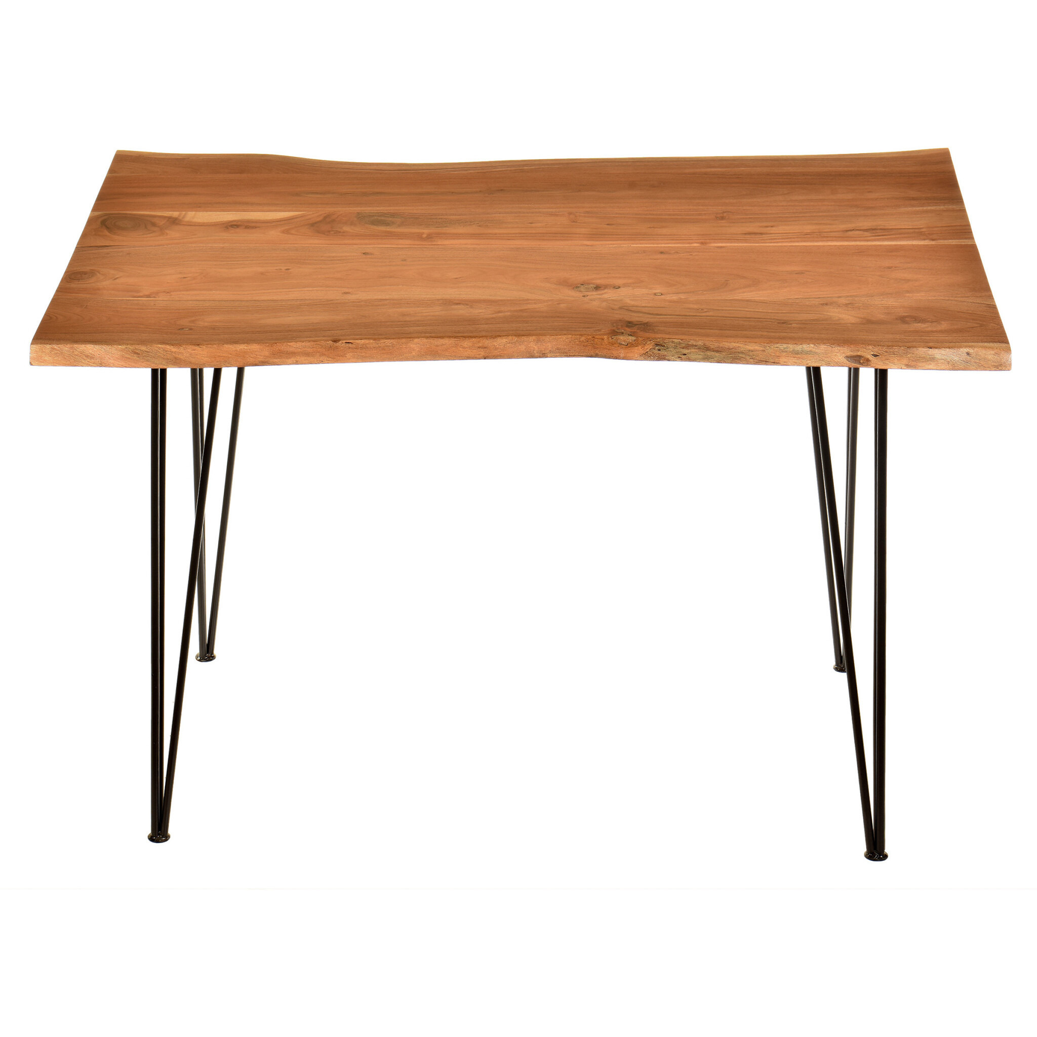 48"" Brown And Black Solid Wood And Iron Dining Table