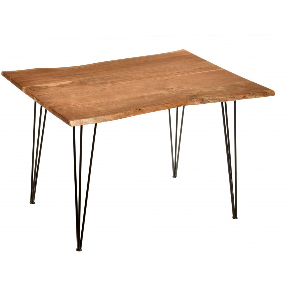 48"" Brown And Black Solid Wood And Iron Dining Table