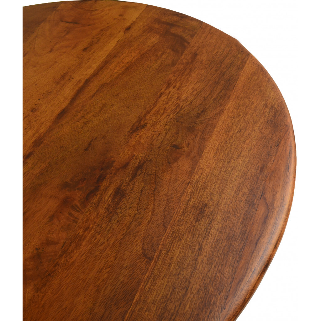 40"" Brown And Black Rounded Solid Wood And Iron Pedestal Base Dining Table