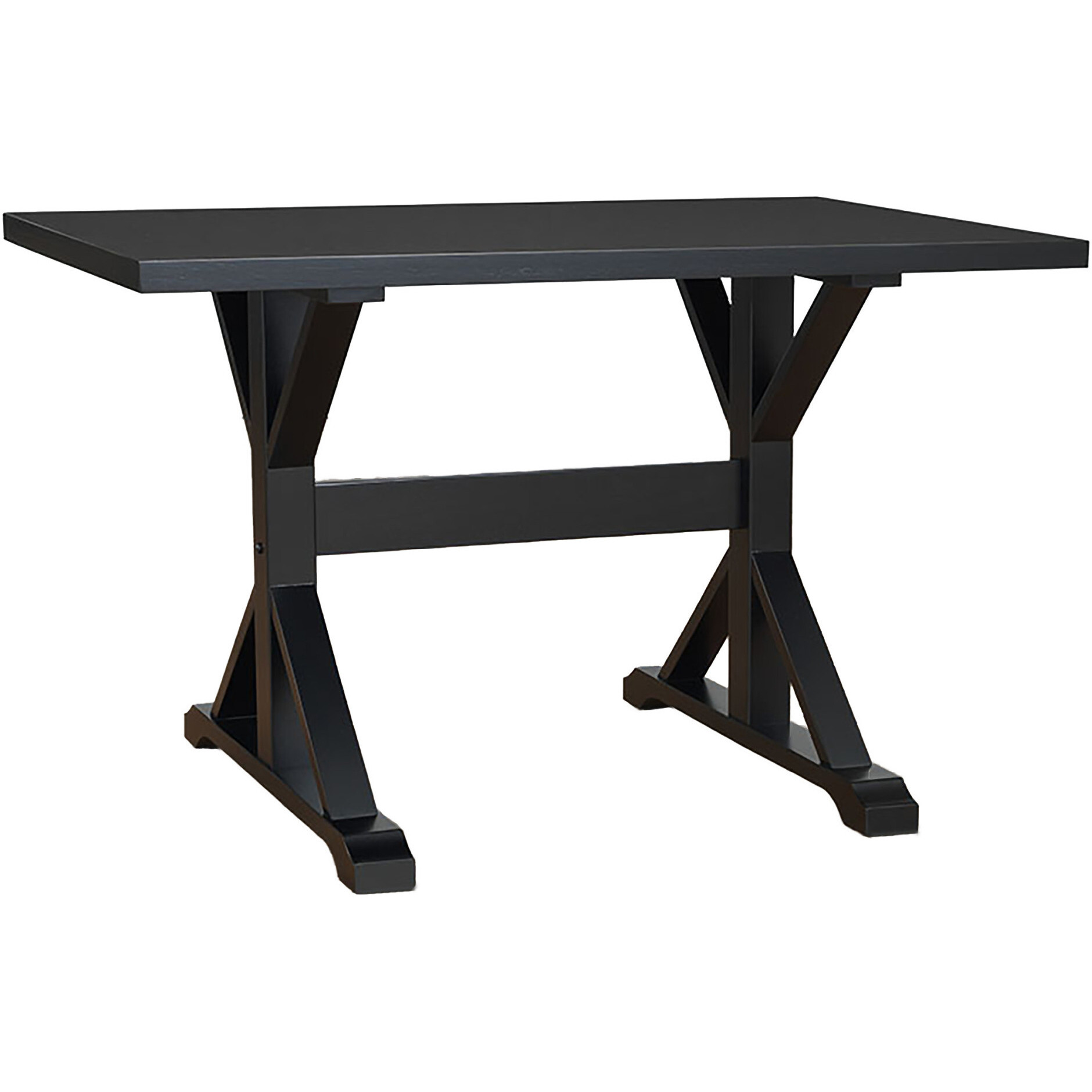 48"" Black Solid Wood Trestle Base Dining Table