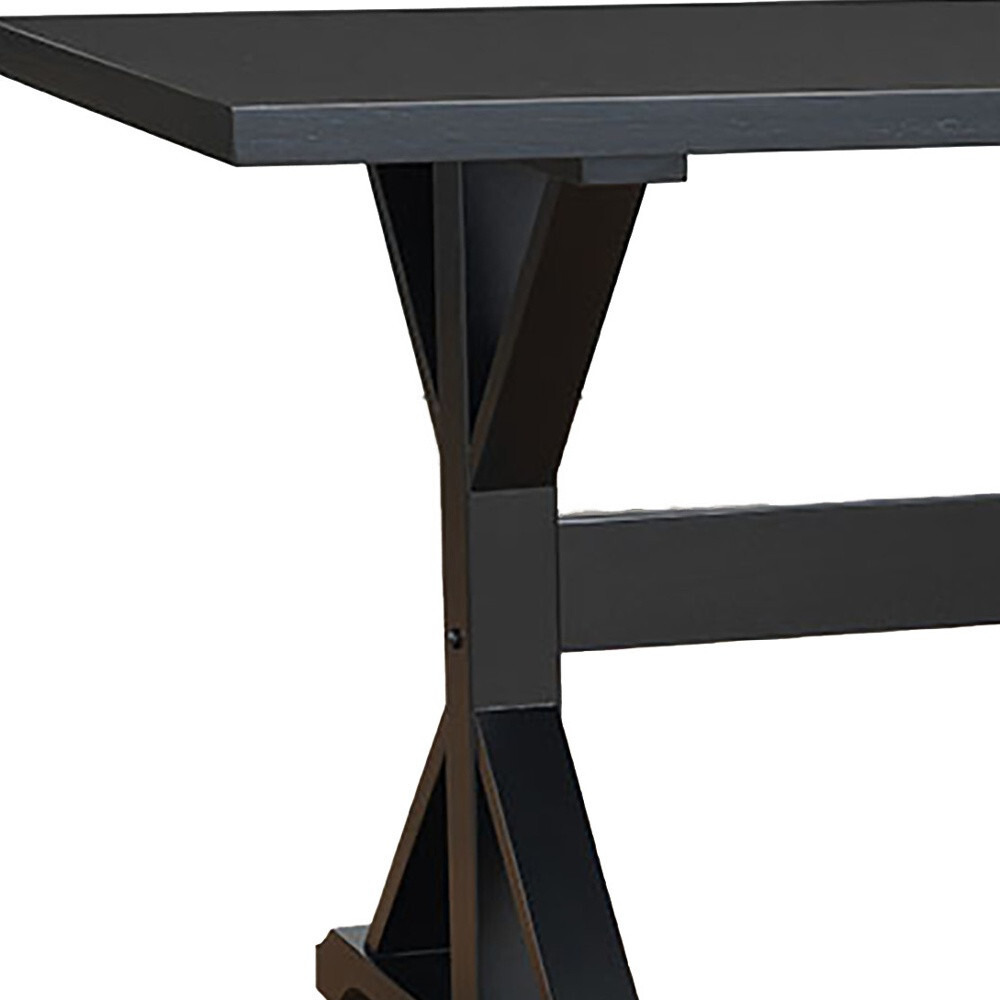 48"" Black Solid Wood Trestle Base Dining Table