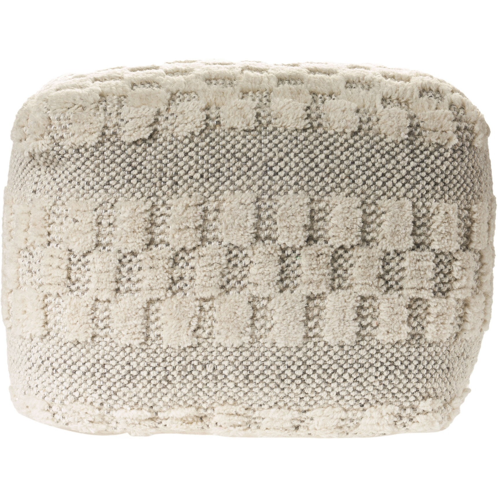 18"" Beige Wool Ottoman