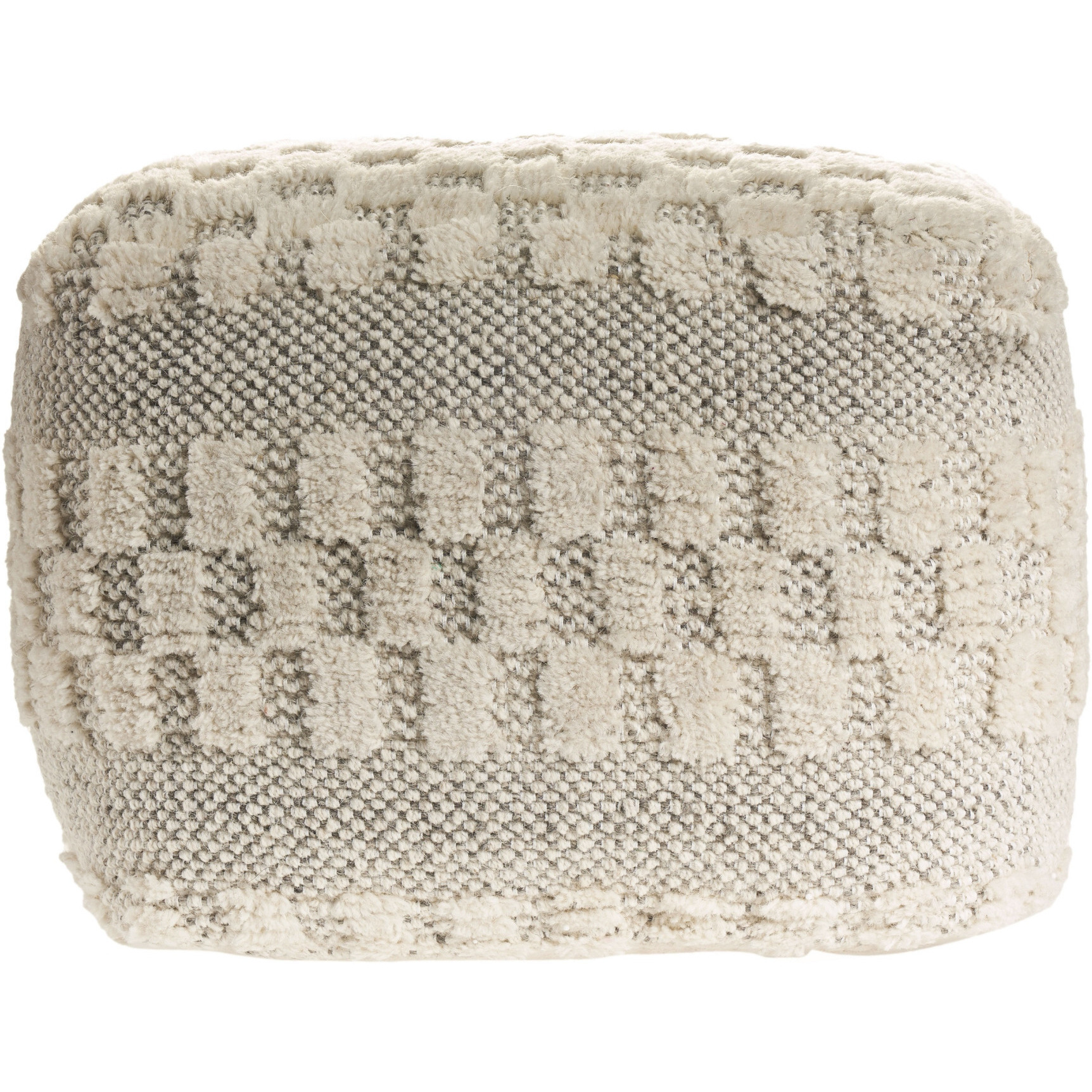 18"" Beige Wool Ottoman