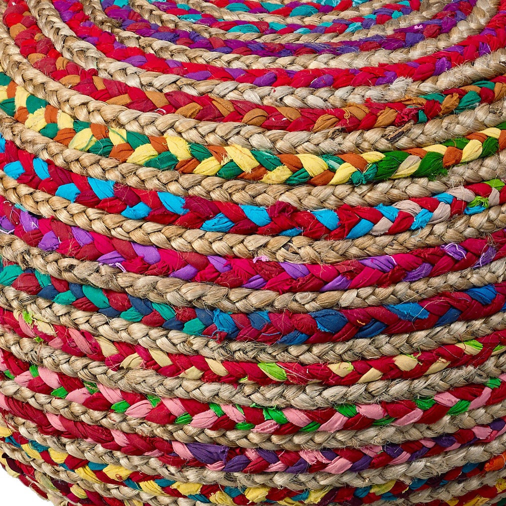 20"" Multicolored Jute Ottoman