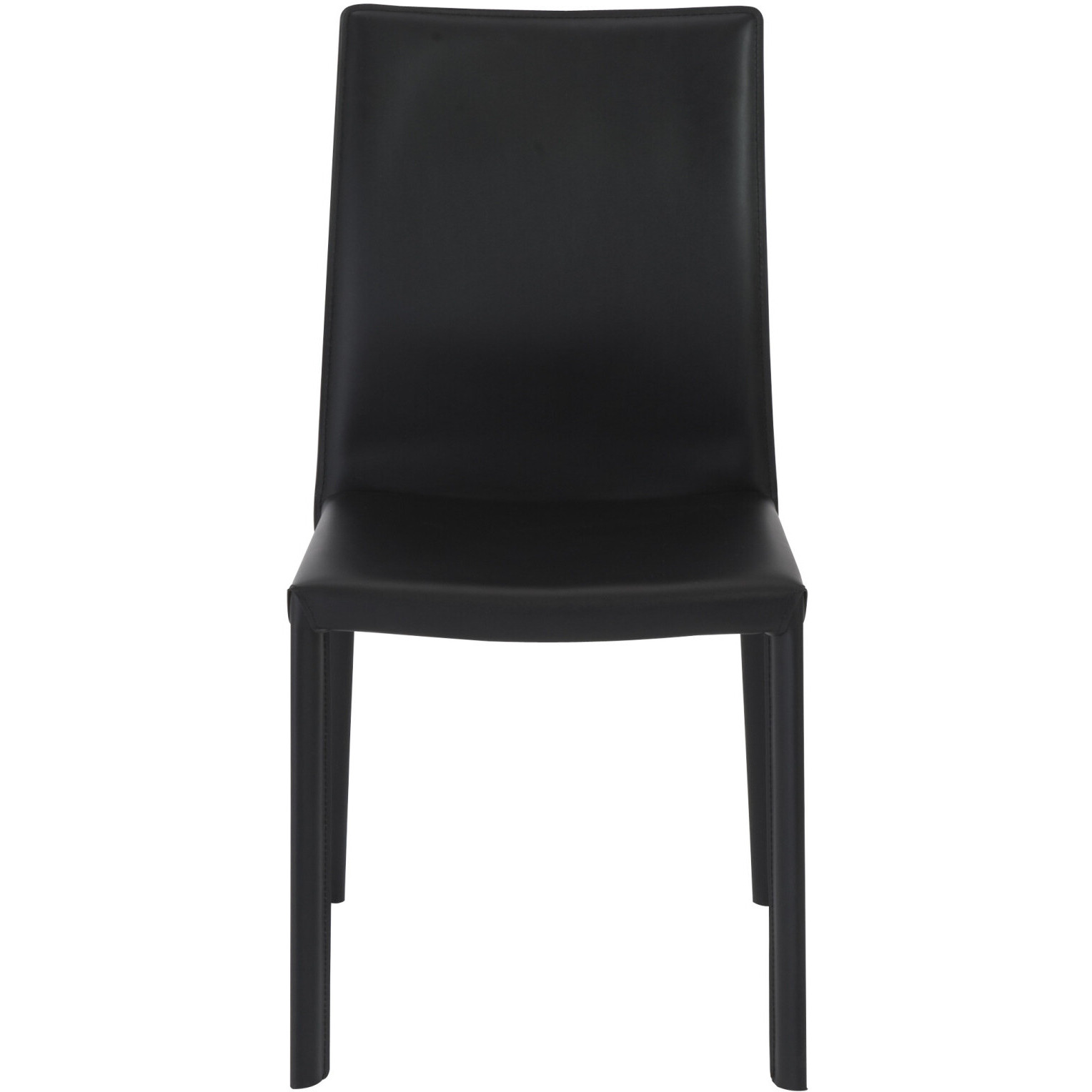 Set Of Two Black Upholstered Leather Dining Side Chairs