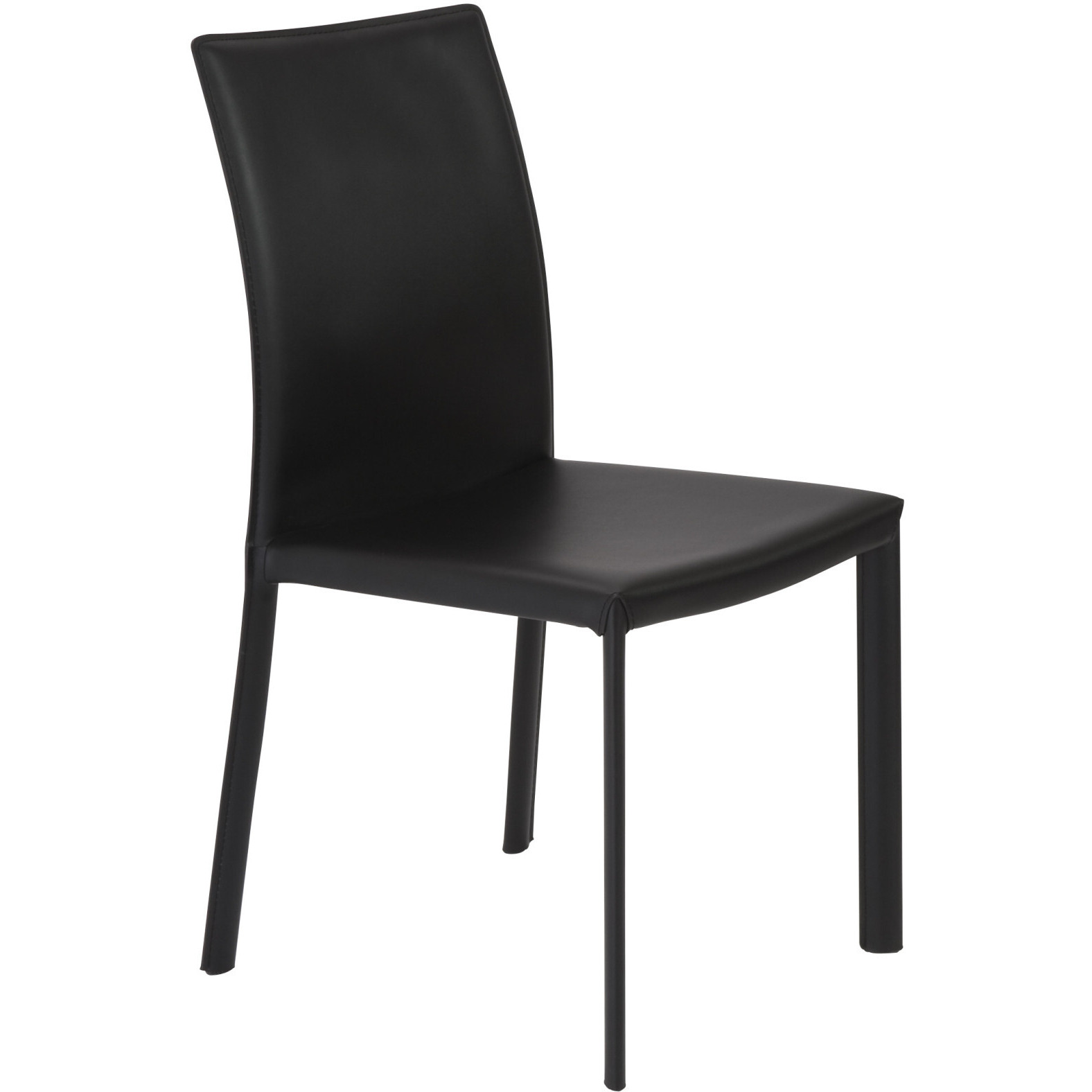 Set Of Two Black Upholstered Leather Dining Side Chairs