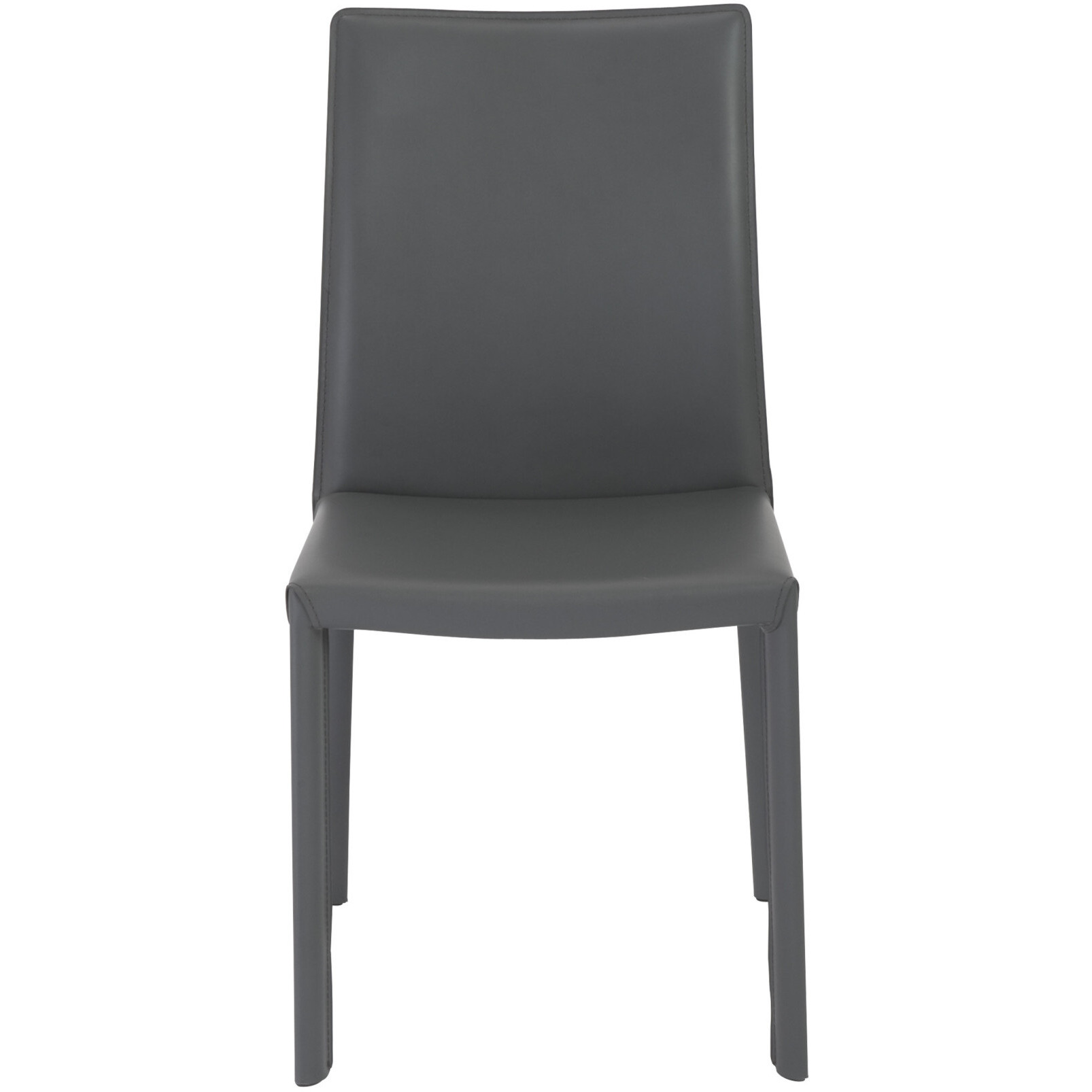 Set Of Two Gray Upholstered Leather Dining Side Chairs