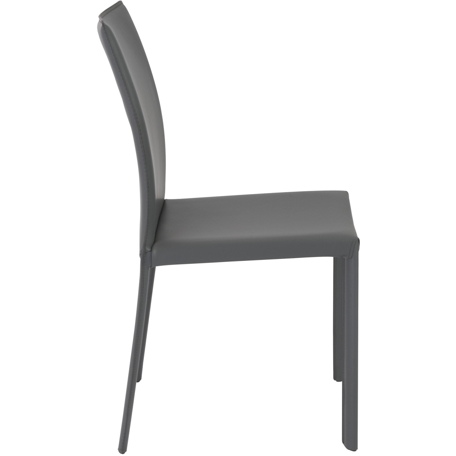 Set Of Two Gray Upholstered Leather Dining Side Chairs
