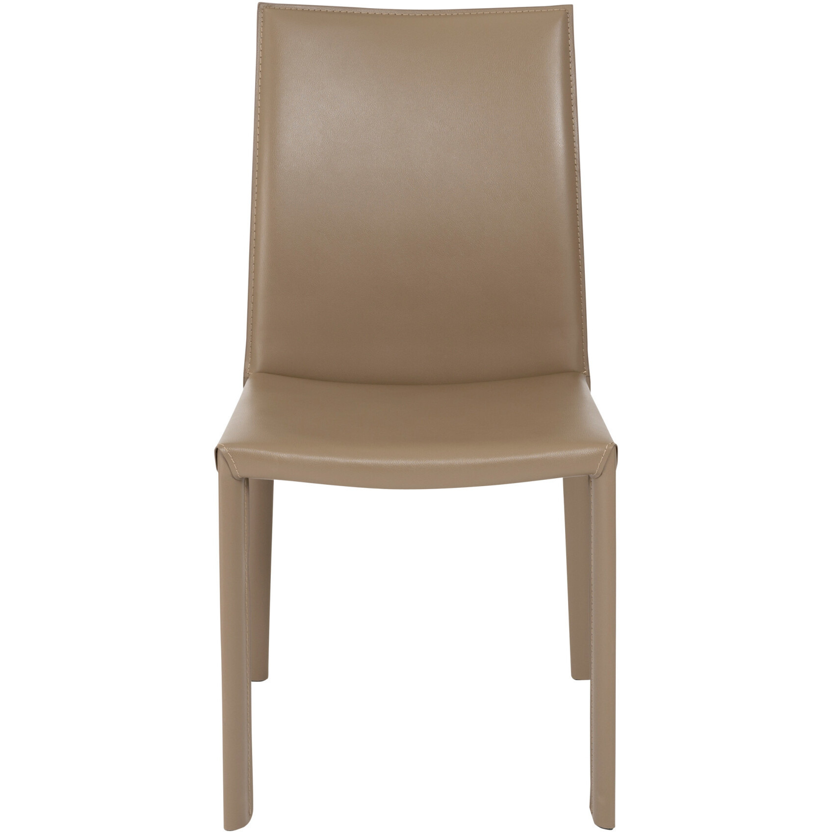 Set Of Two Taupe Upholstered Leather Dining Side Chairs