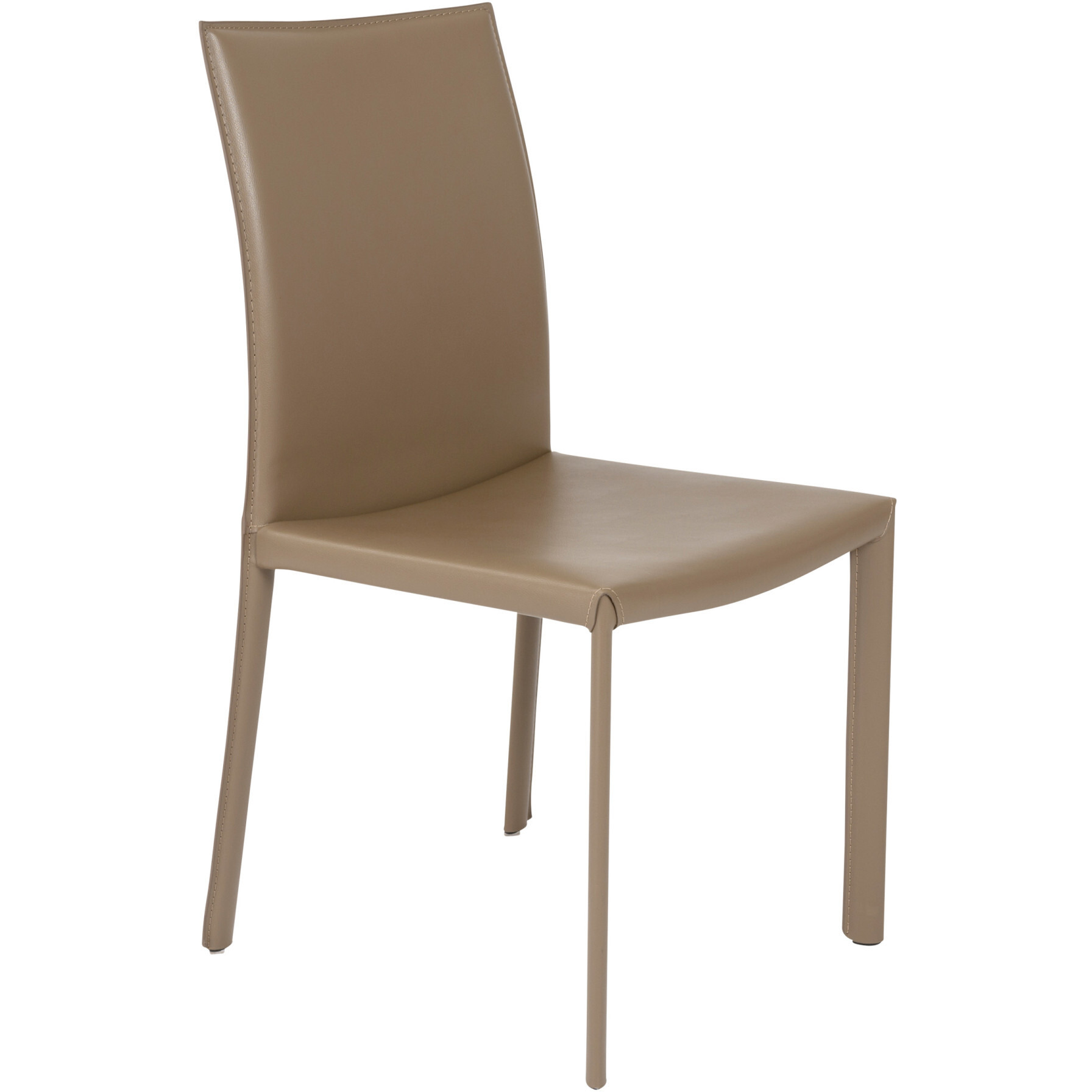 Set Of Two Taupe Upholstered Leather Dining Side Chairs