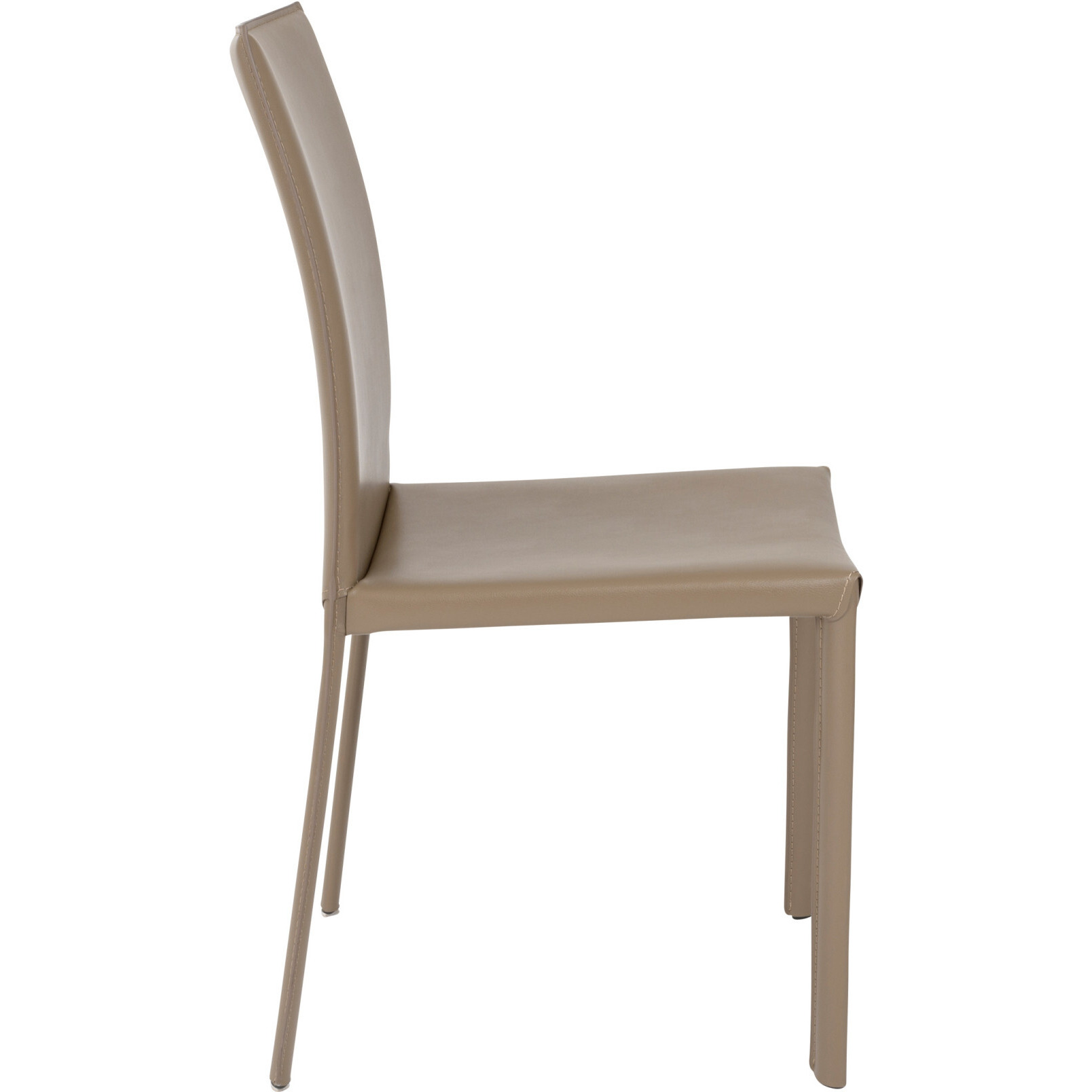 Set Of Two Taupe Upholstered Leather Dining Side Chairs