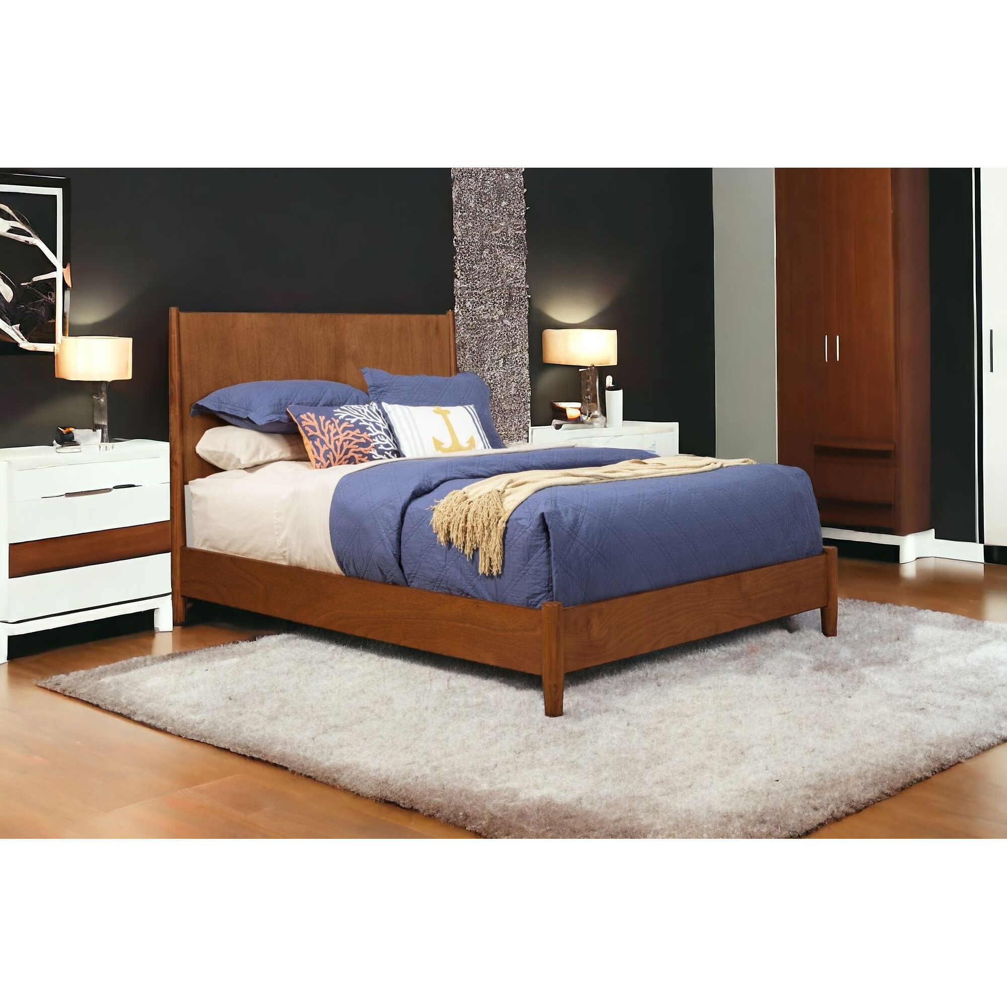 Brown Solid And Manufactured Wood California King Bed