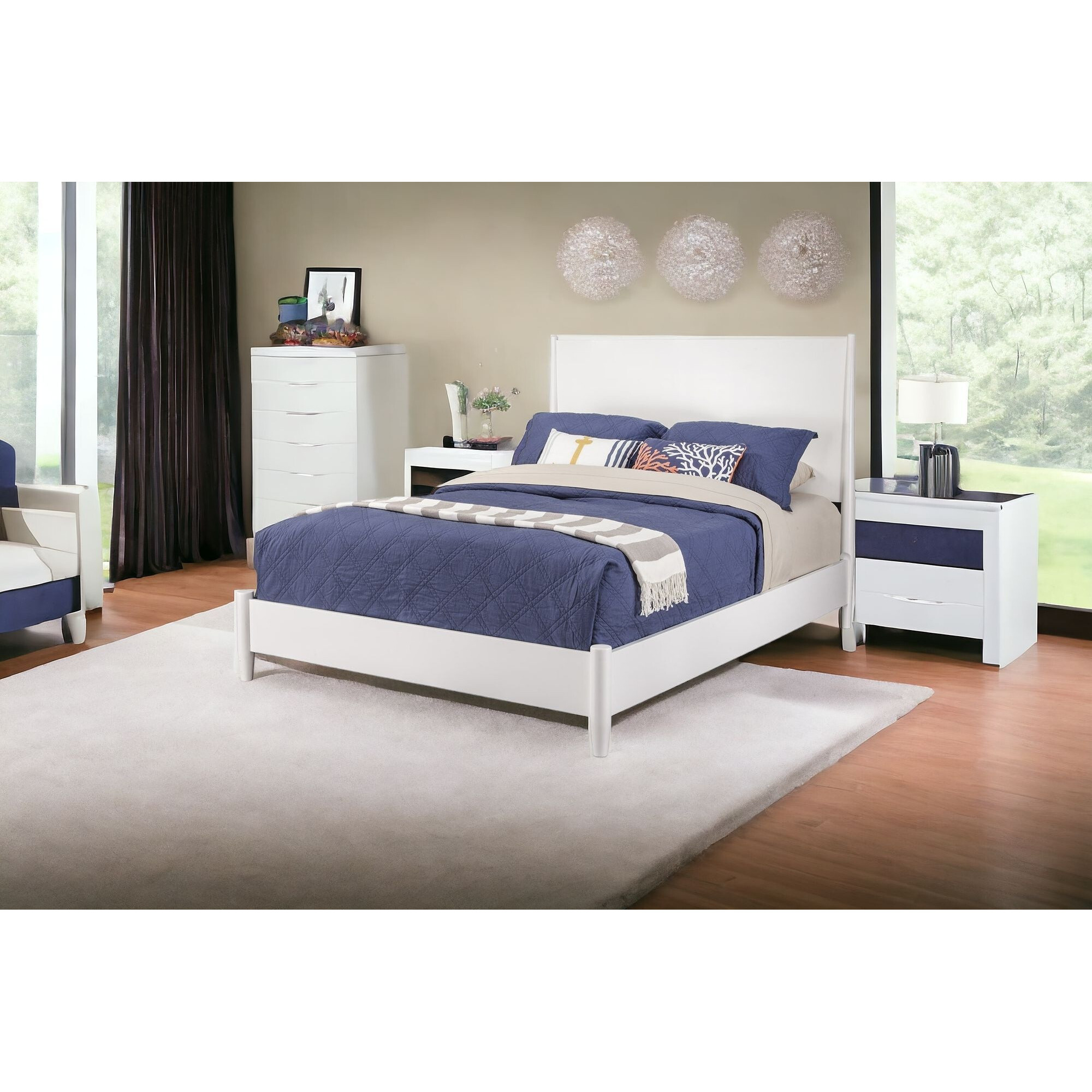 White Solid And Manufactured Wood California King Bed