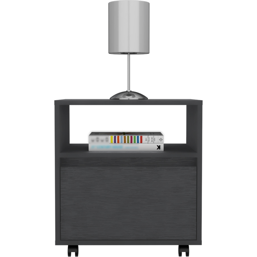 20"" Black One Drawer Faux Wood Nightstand