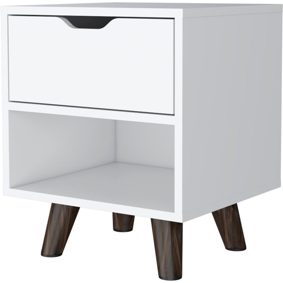19"" White One Drawer Faux Wood Nightstand