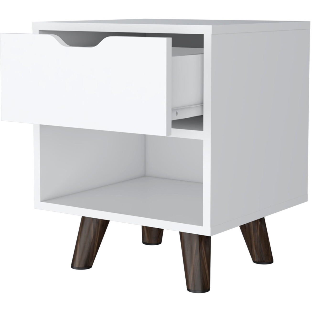 19"" White One Drawer Faux Wood Nightstand