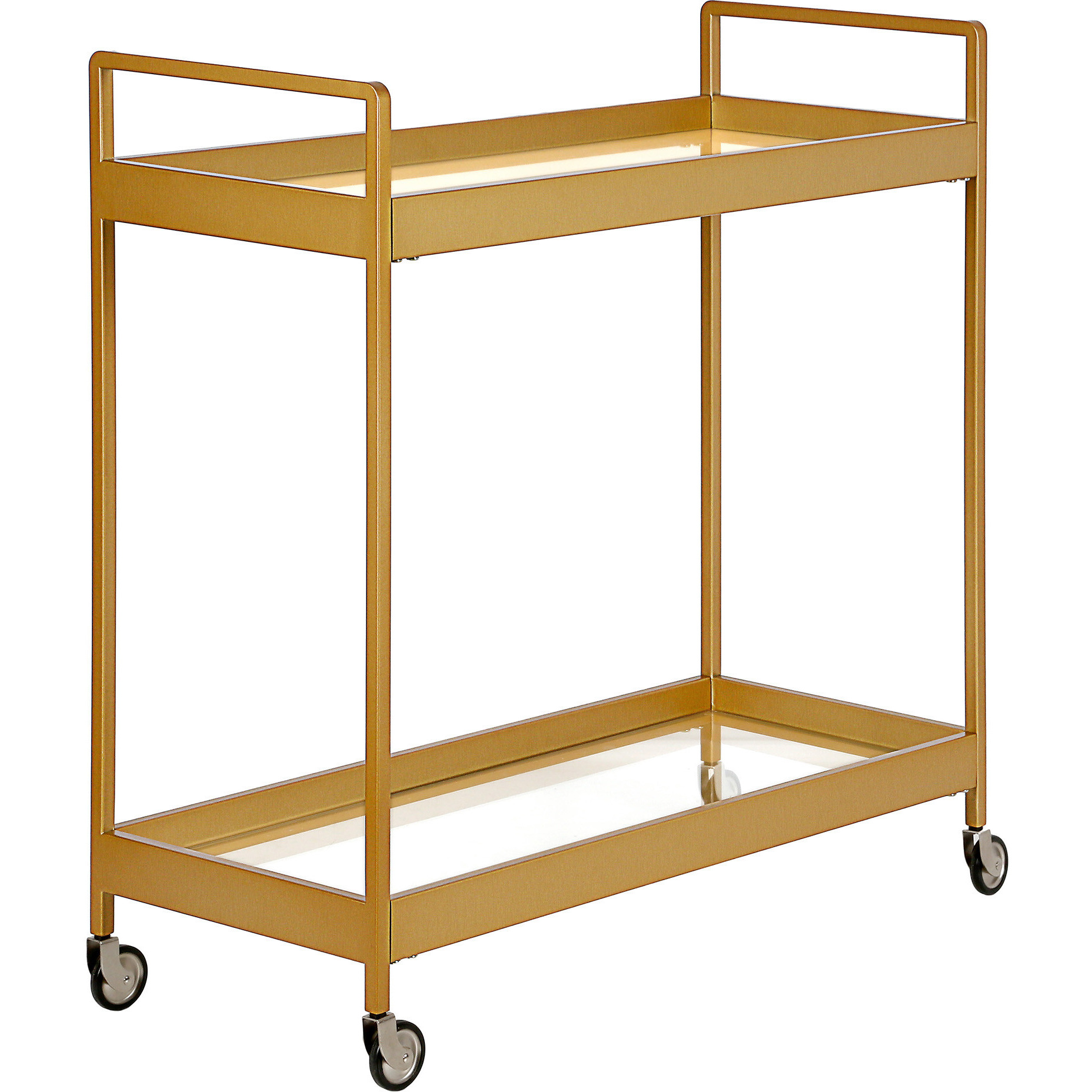 Brass Steel And Glass Rolling Bar Cart