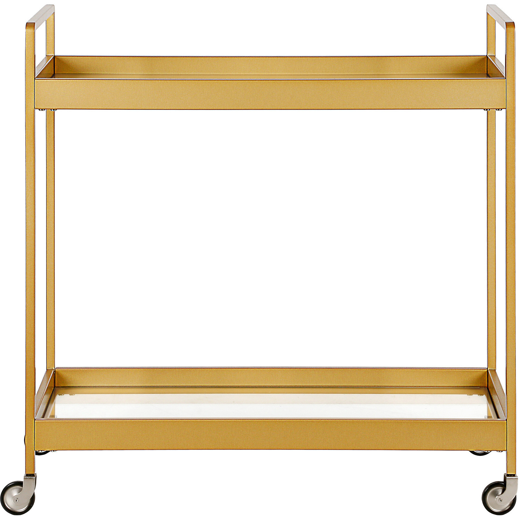 Brass Steel And Glass Rolling Bar Cart
