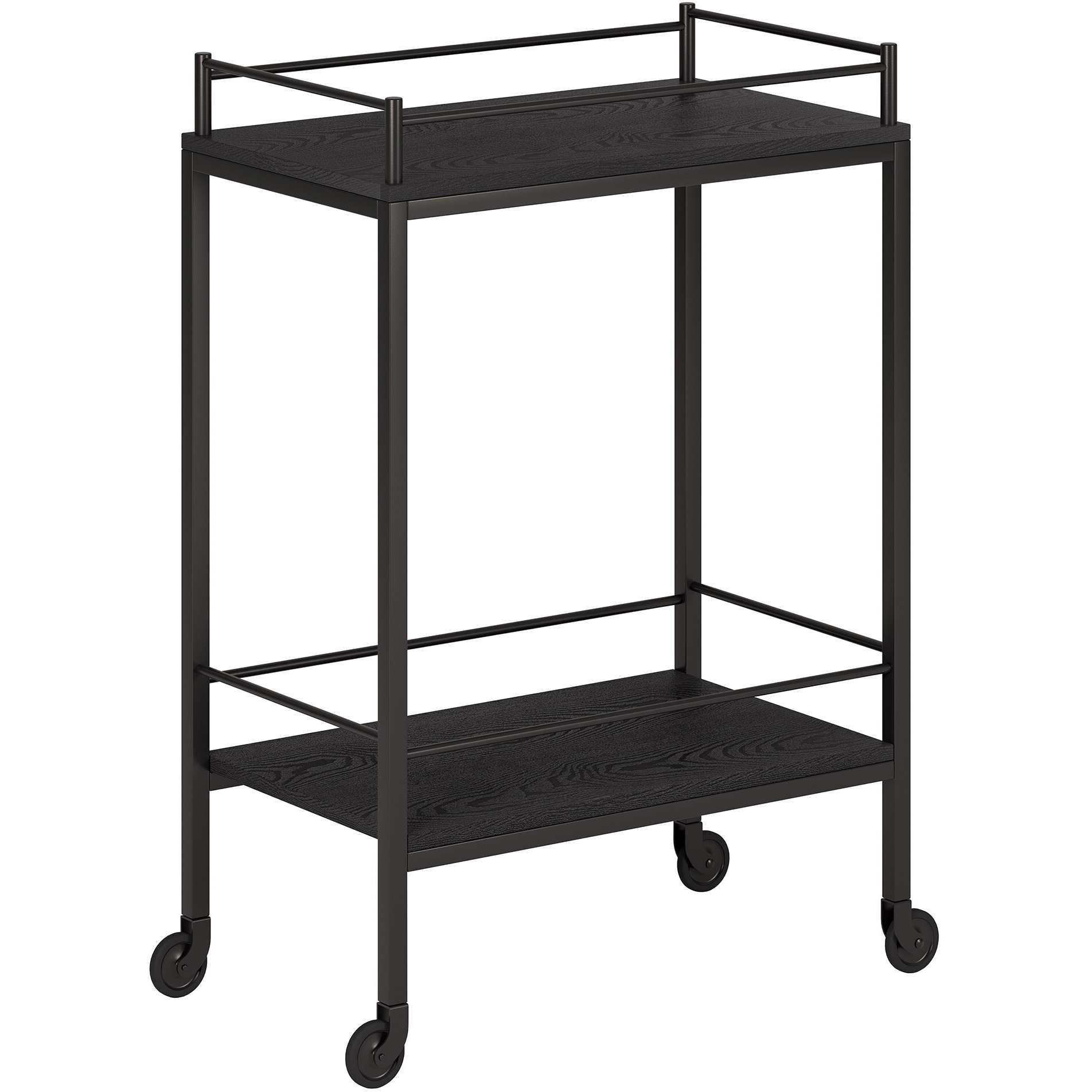 Black Steel Rolling Bar Cart