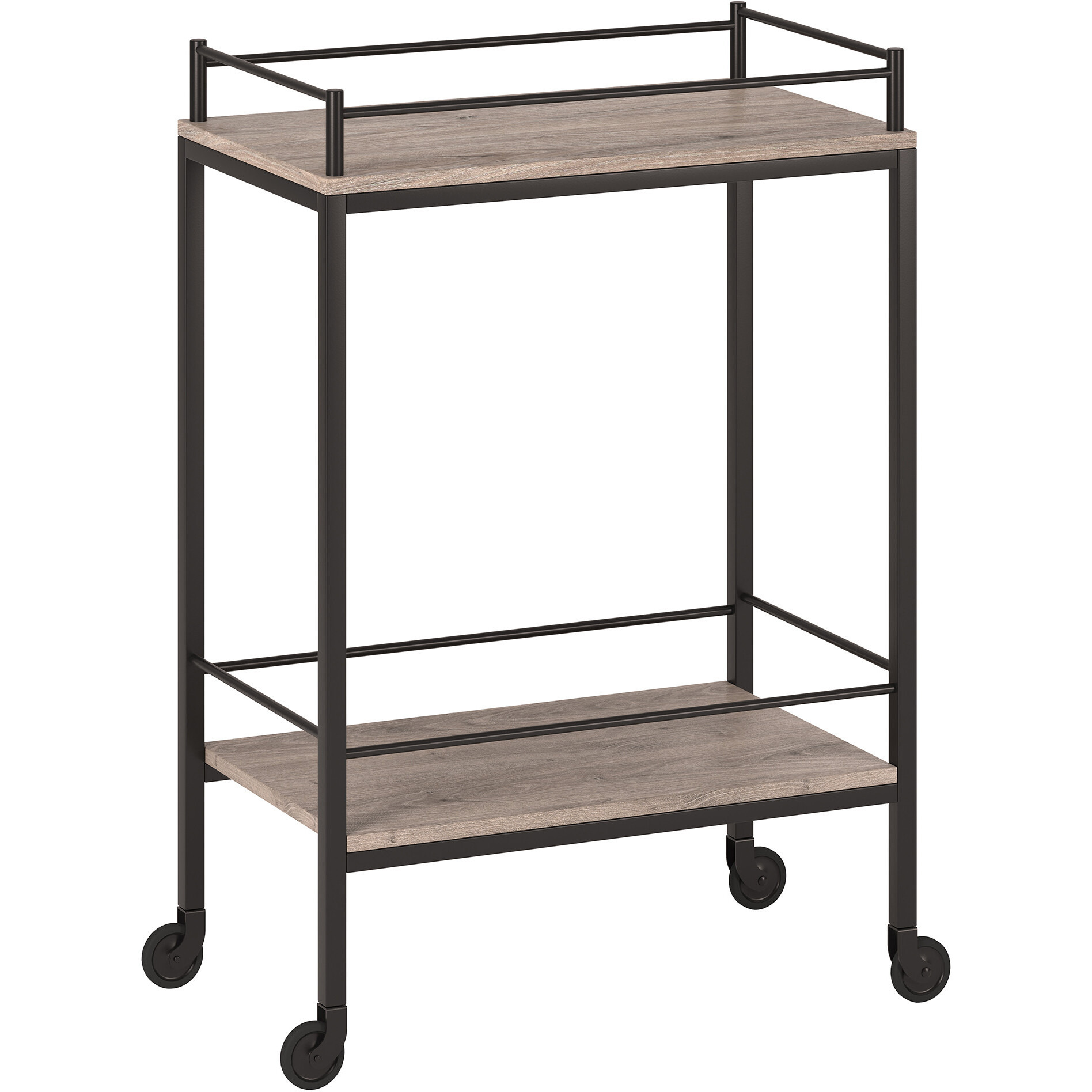 Gray Steel Rolling Bar Cart