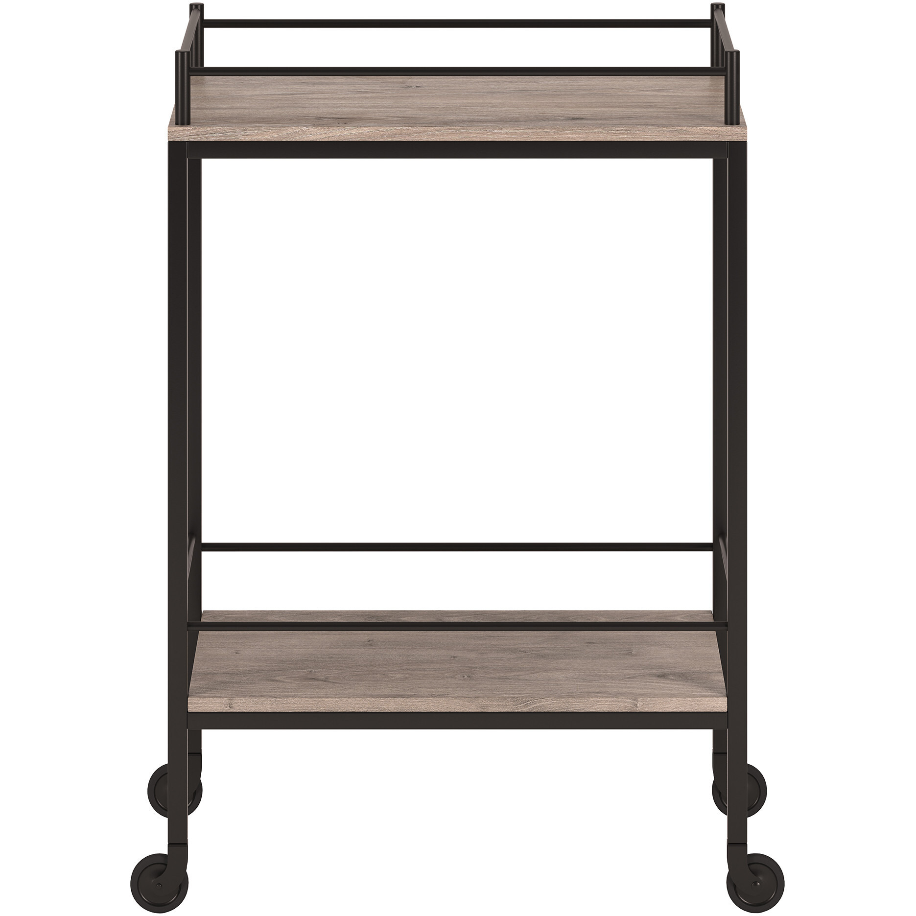 Gray Steel Rolling Bar Cart