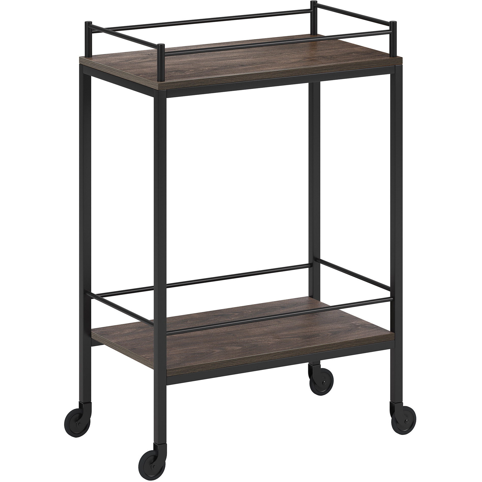 Brown Steel Rolling Bar Cart