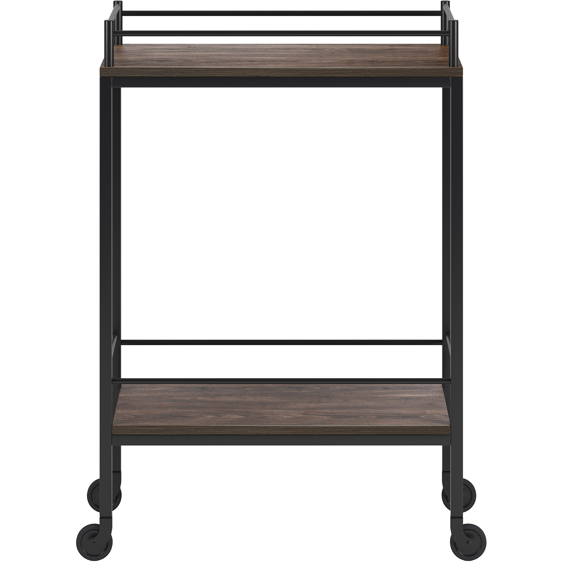 Brown Steel Rolling Bar Cart