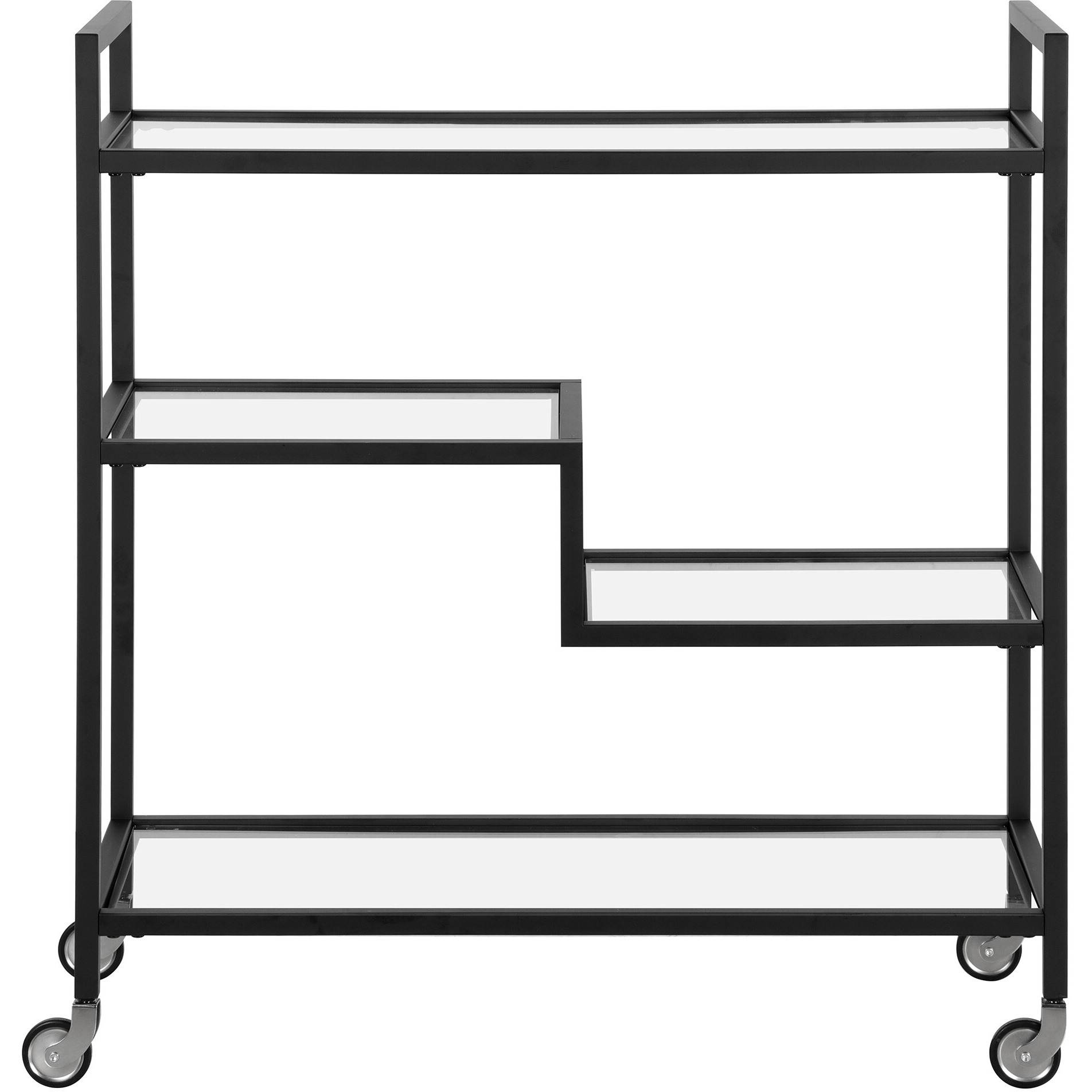 Black Steel And Glass Rolling Bar Cart