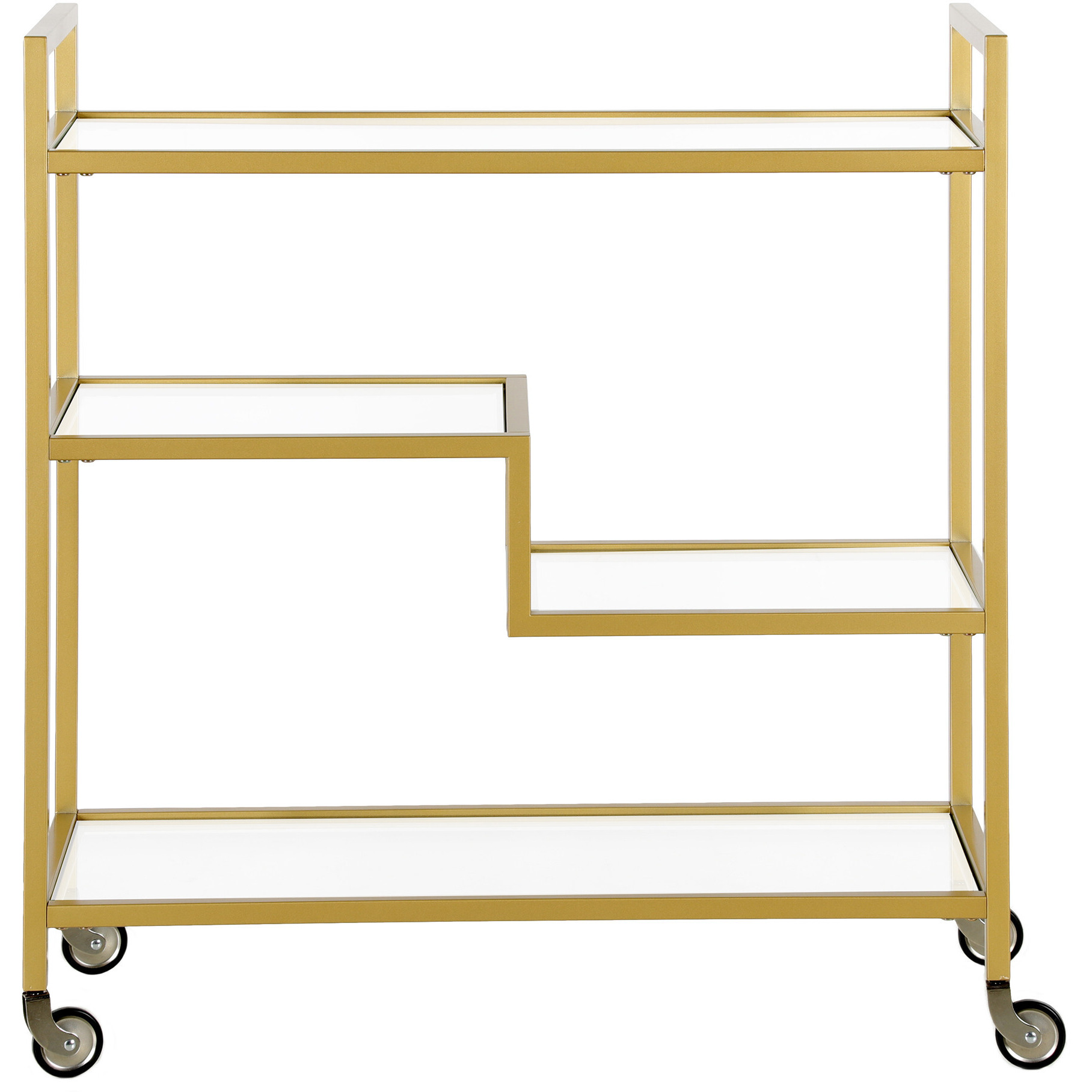 Brass Steel And Glass Rolling Bar Cart