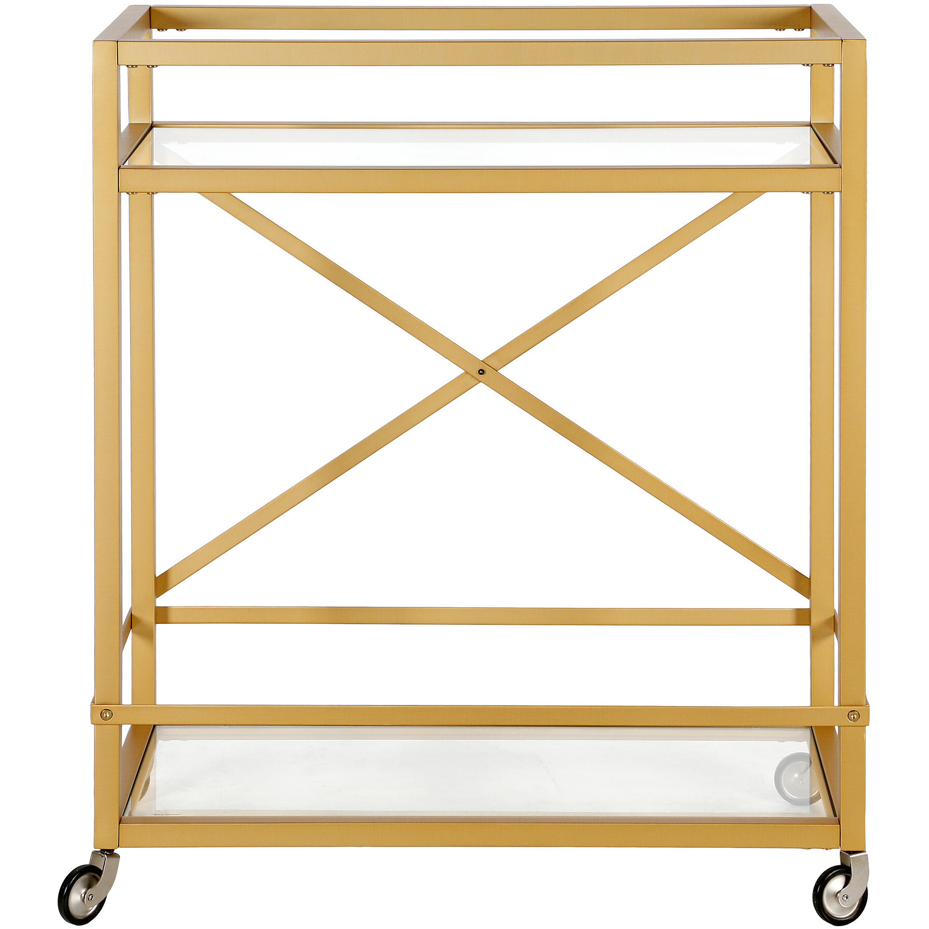 Brass Steel And Glass Rolling Bar Cart