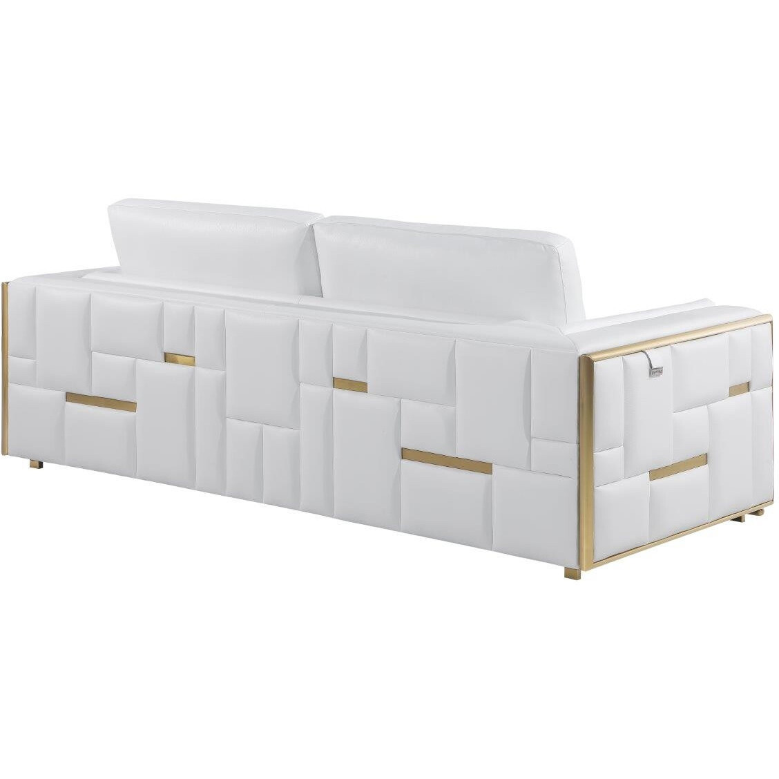 40"" White And Silver Metallic Leather Love Seat