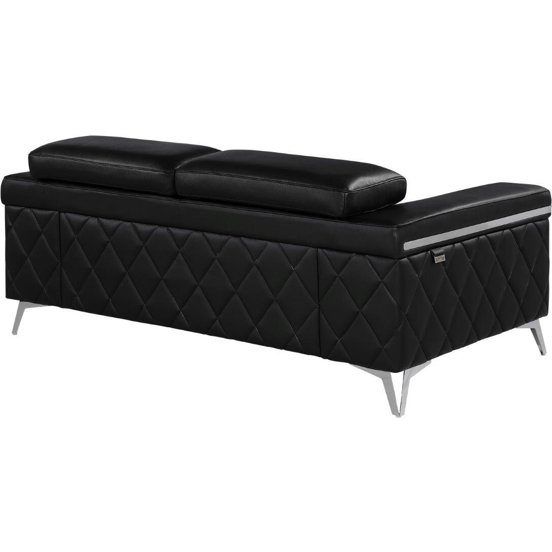42"" Black And Silver Metallic Leather Love Seat