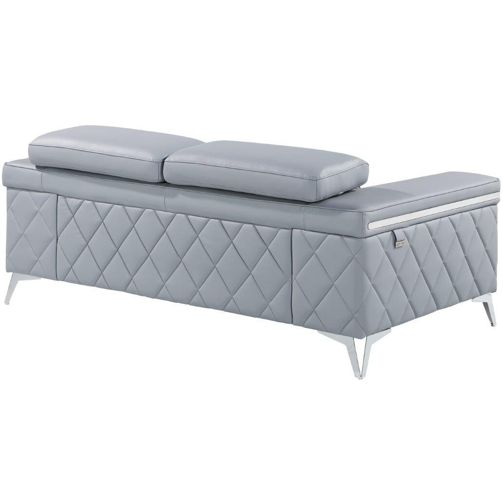 42"" Light Blue And Silver Metallic Leather Love Seat