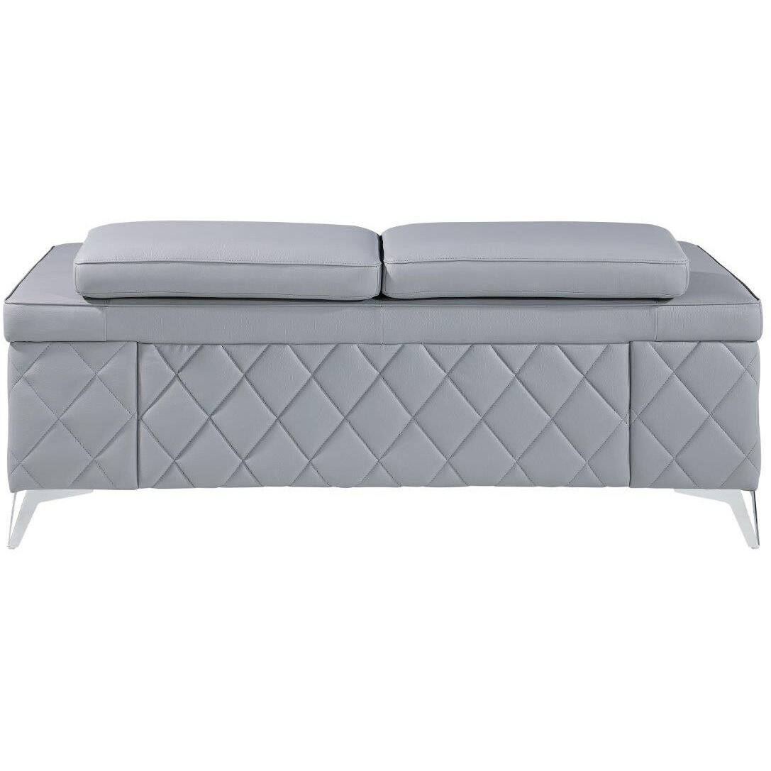42"" Light Blue And Silver Metallic Leather Love Seat