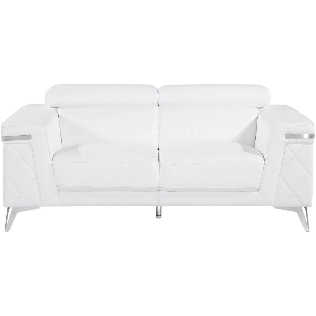 42"" White And Silver Metallic Leather Love Seat