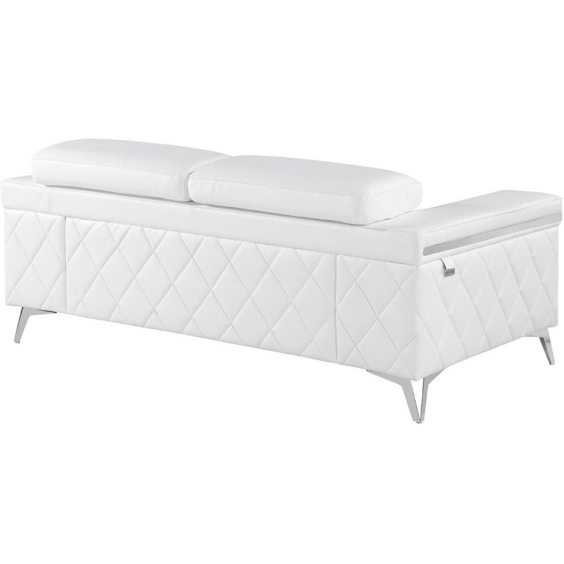42"" White And Silver Metallic Leather Love Seat