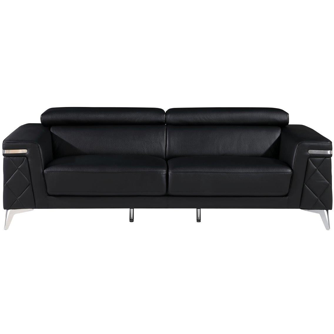 Black Top Grain Leather Five Person Seating Set