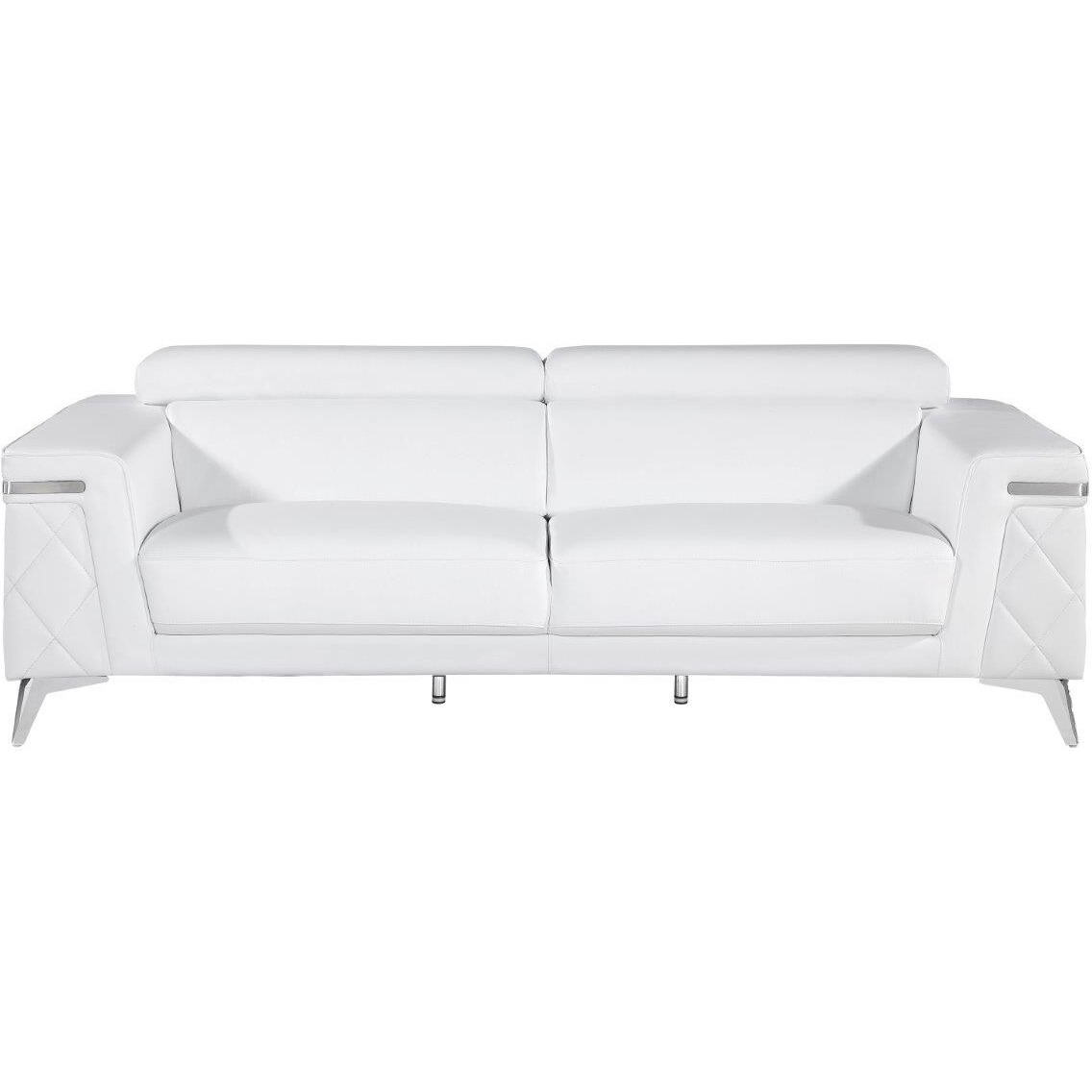 White Top Grain Leather Five Person Seating Set