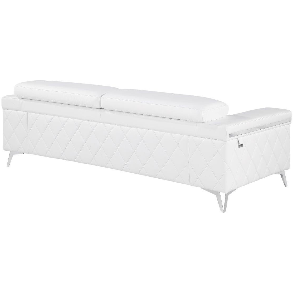 White Top Grain Leather Five Person Seating Set