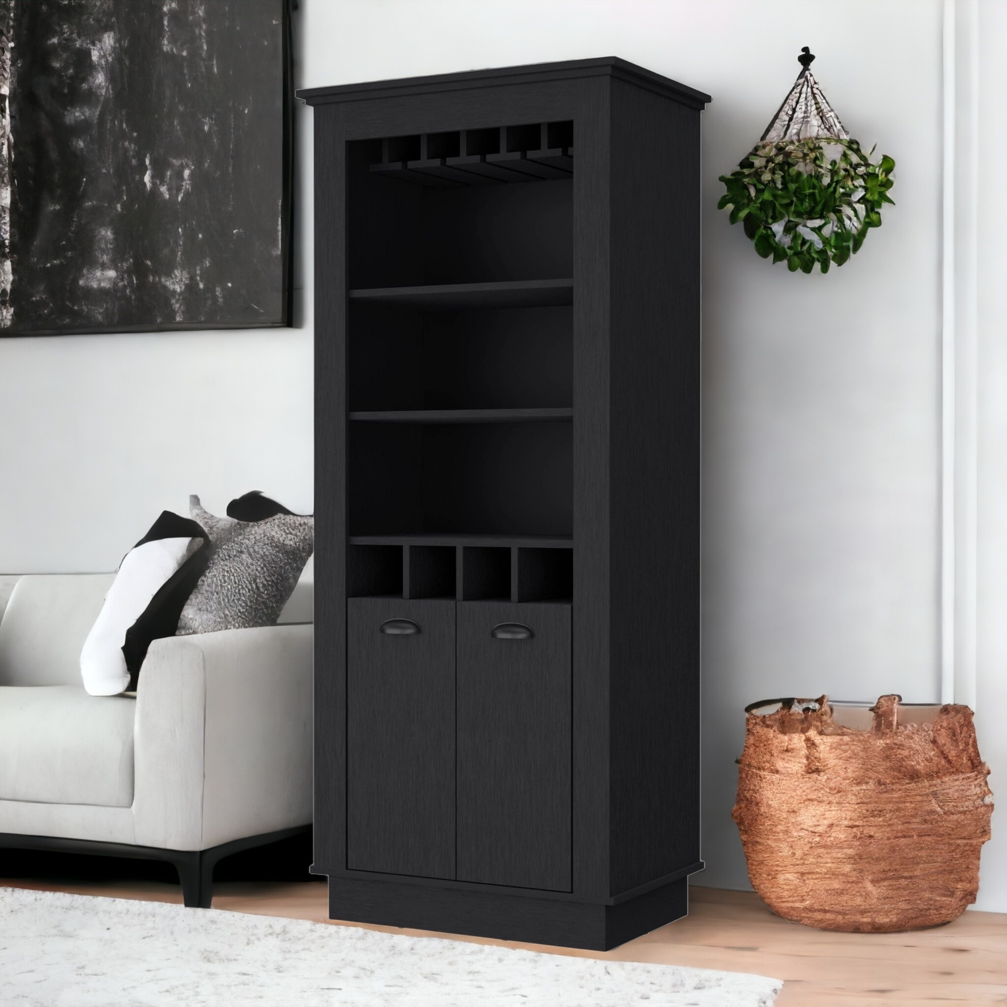 75"" Black Bar Cabinet