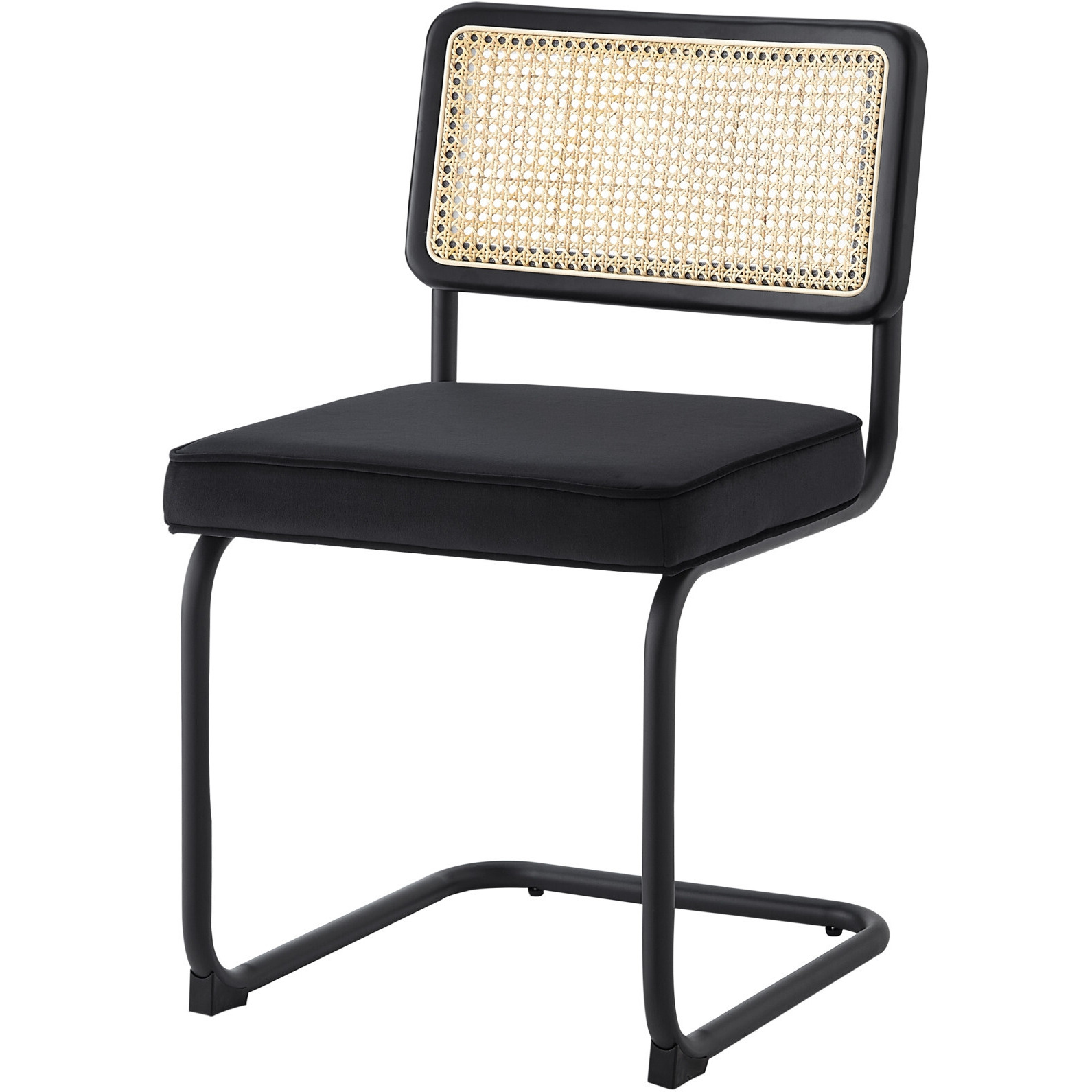 Set Of Two Black Upholstered Velvet Dining Side Chairs