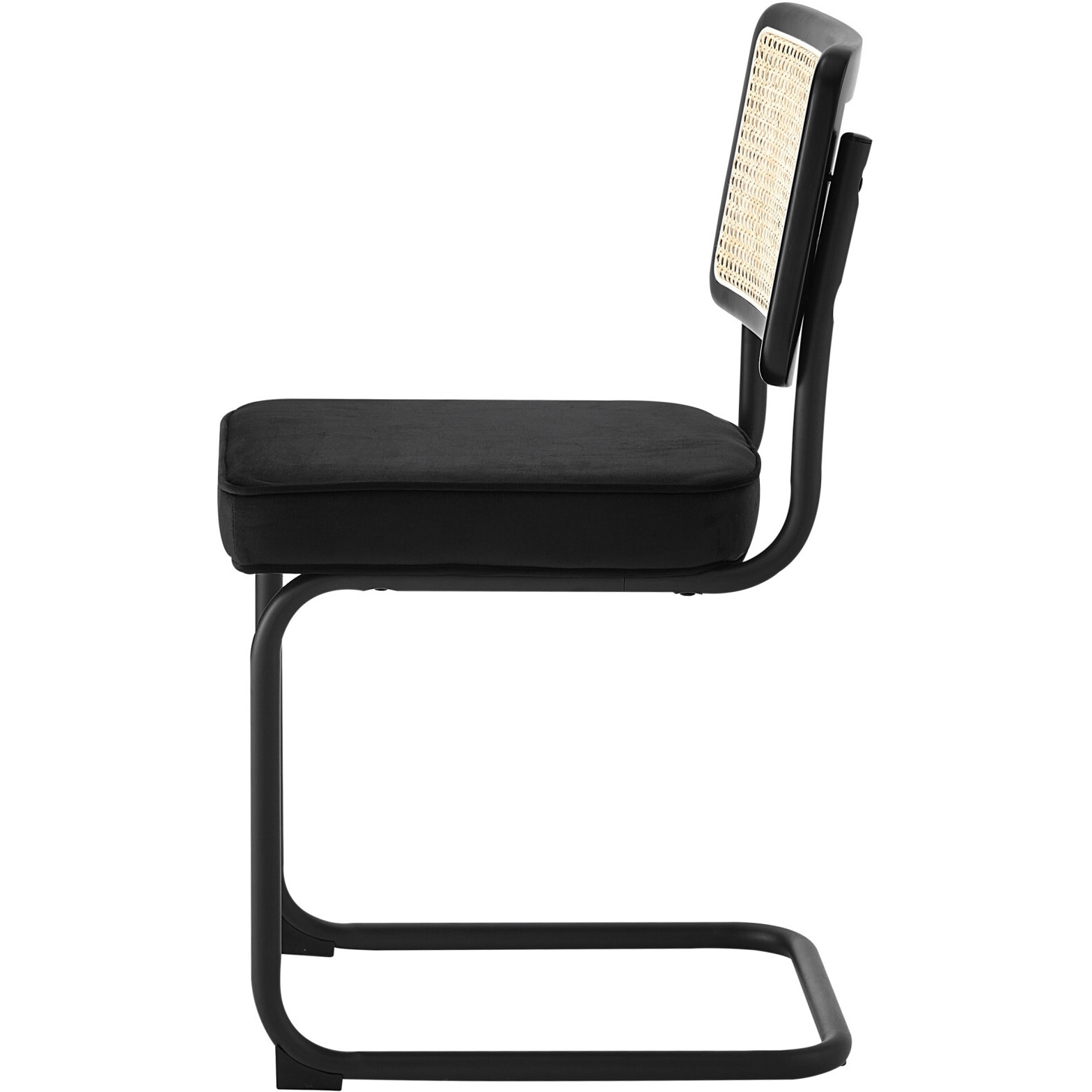 Set Of Two Black Upholstered Velvet Dining Side Chairs