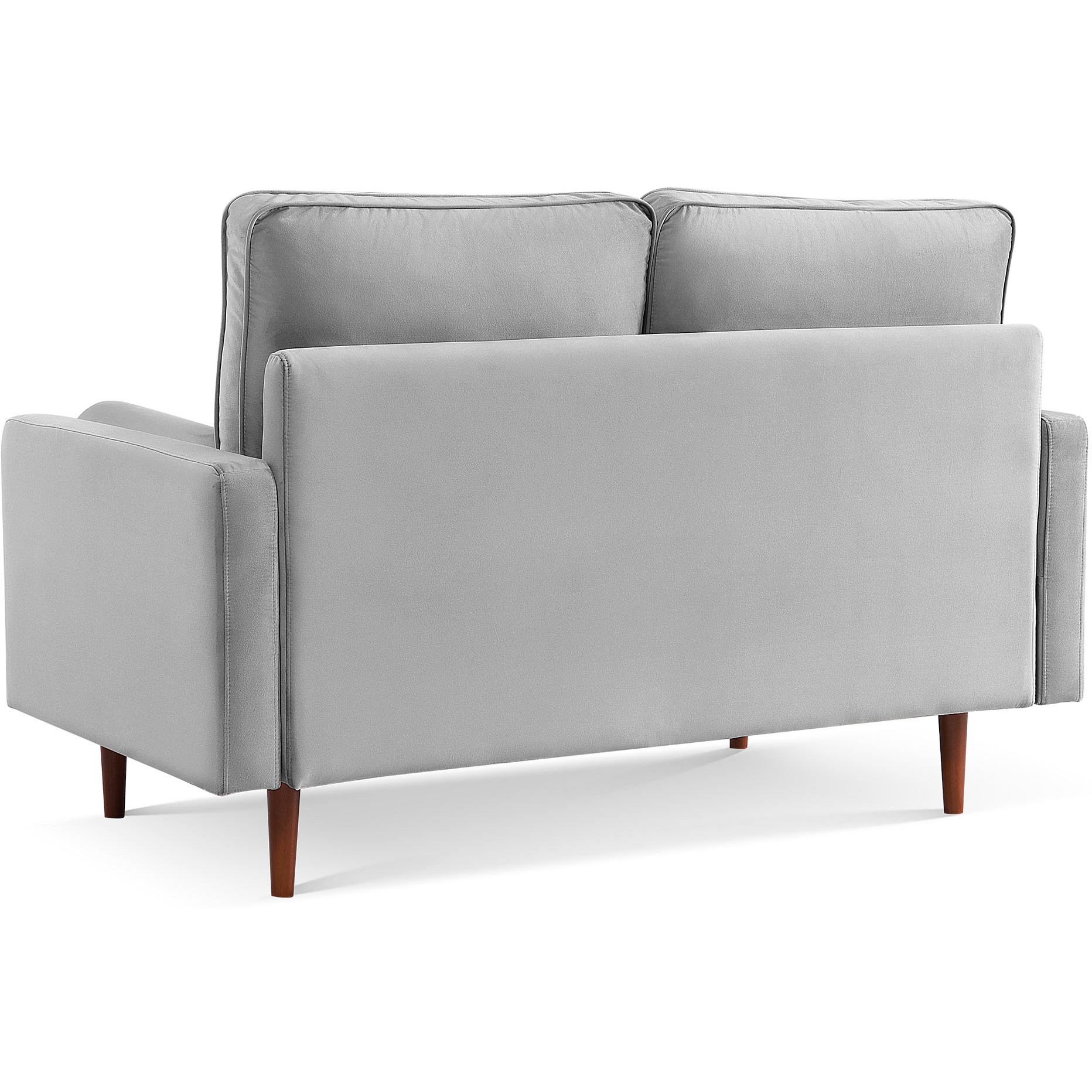 57"" Gray And Dark Brown Velvet Love Seat And Toss Pillows