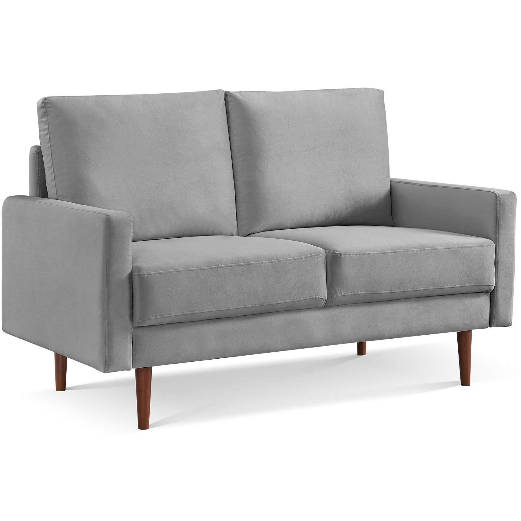 57"" Gray And Dark Brown Velvet Love Seat