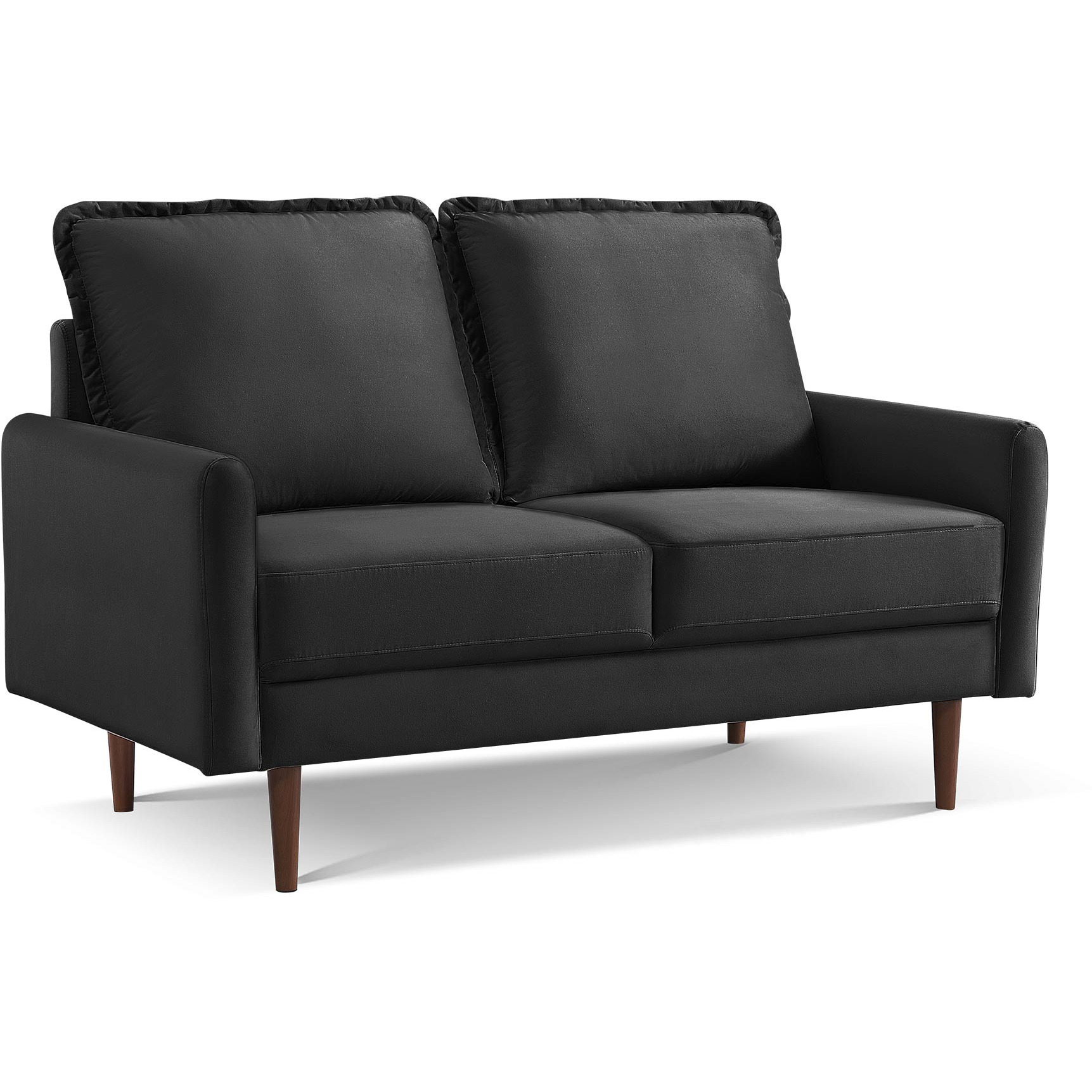 57"" Black And Dark Brown Velvet Love Seat