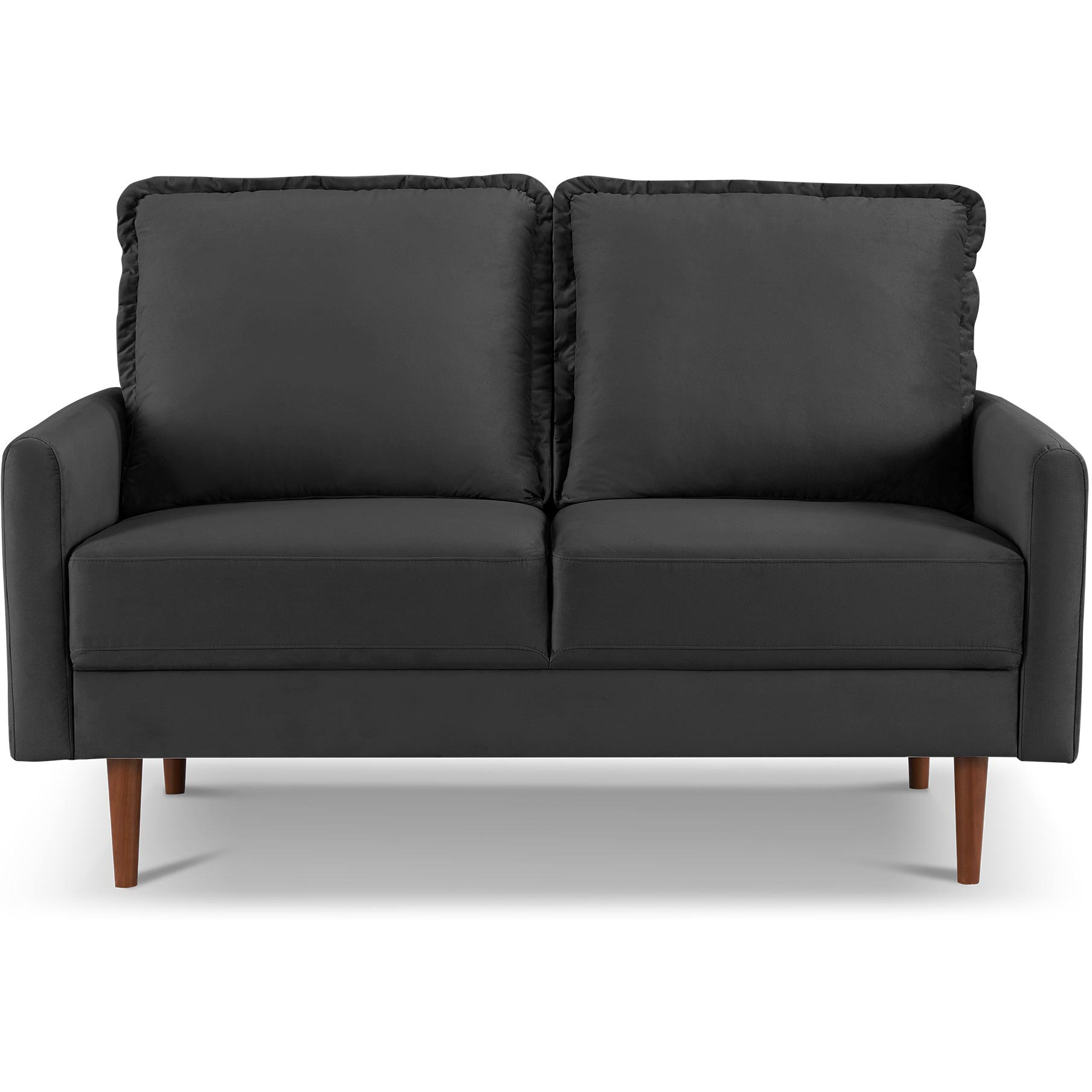 57"" Black And Dark Brown Velvet Love Seat