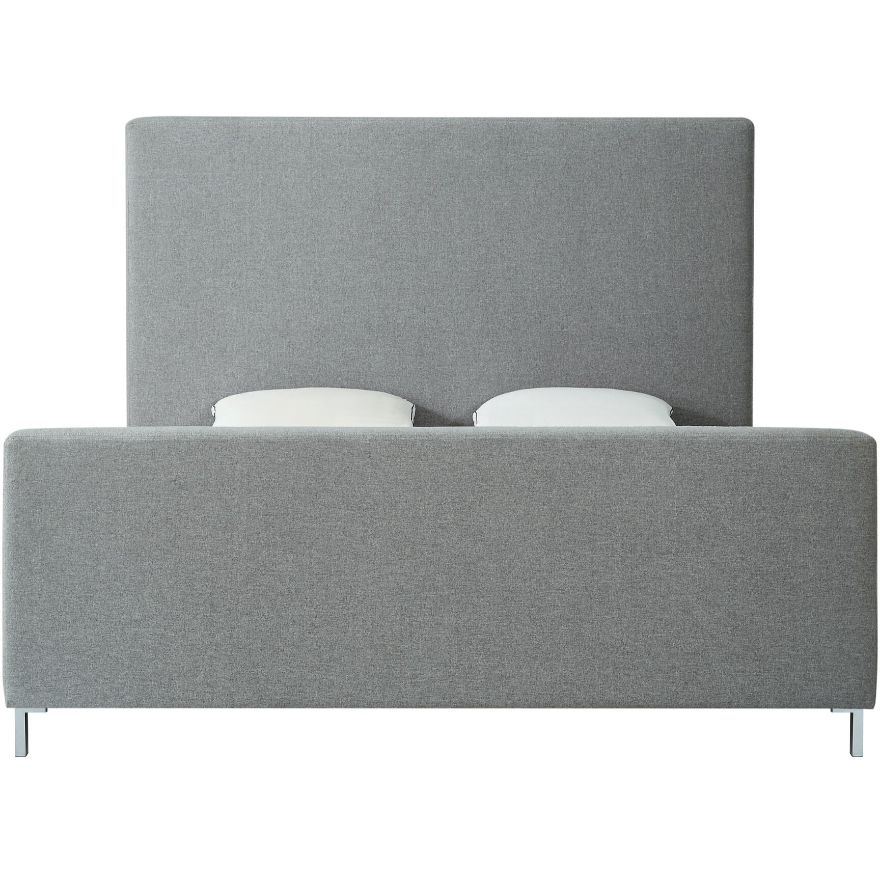 Gray Solid Wood King Upholstered Linen Bed