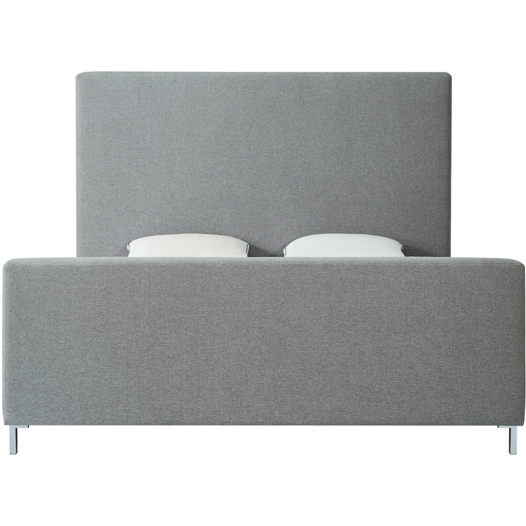 Gray Solid Wood King Upholstered Linen Bed