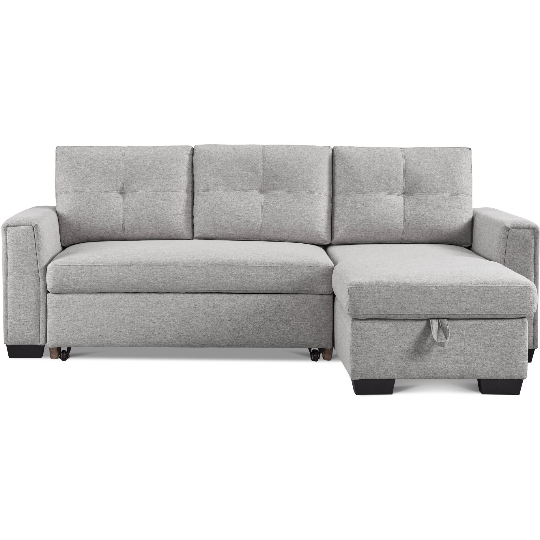 92"" Light Gray Polyester Blend And Black Convertible Futon Sleeper Sofa